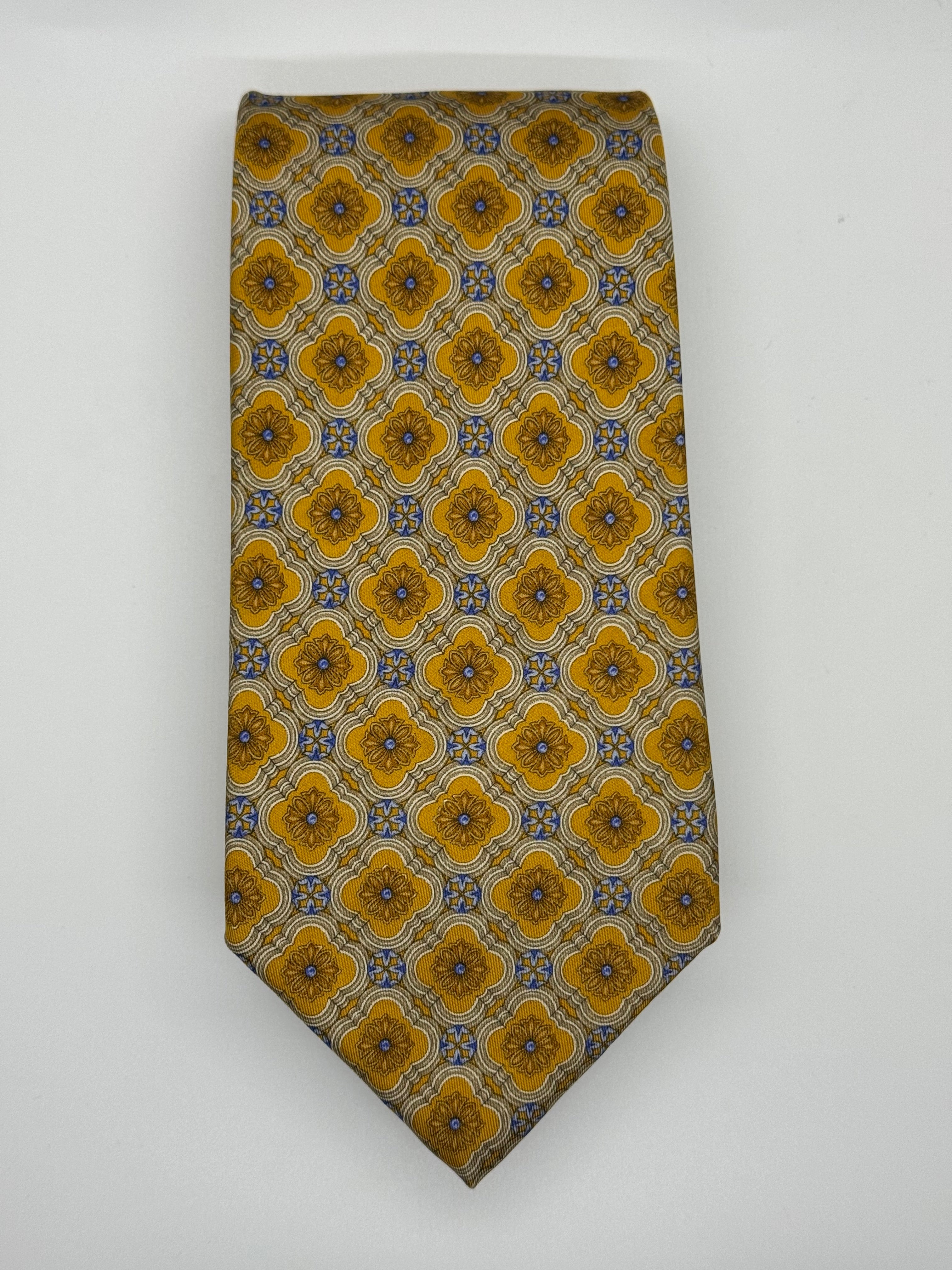 Robert Talbott Hunt Club Clothiers Gold Floral Medallion Tie