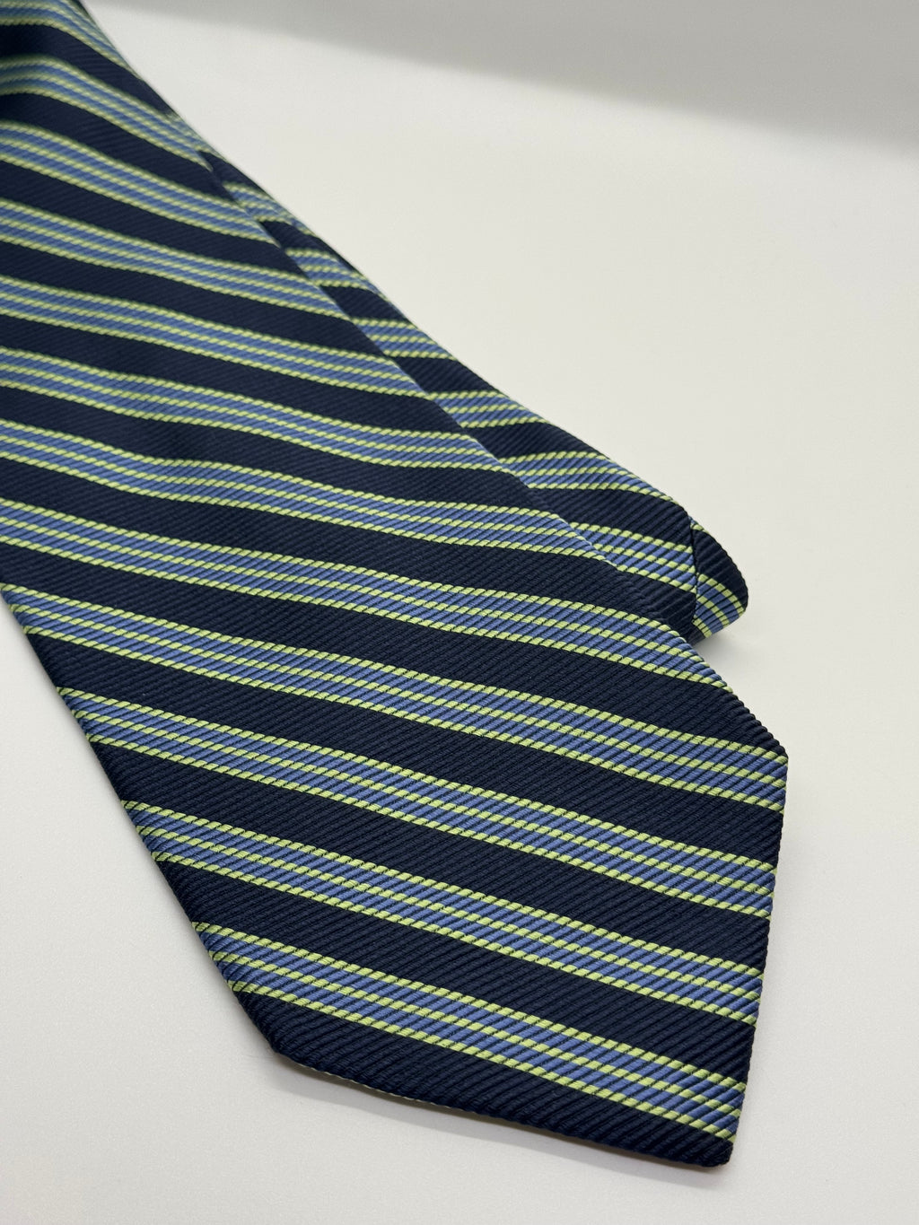 Brooks Brothers Makers Navy & Green Regimental Stripe Tie – Hand Finished Silk