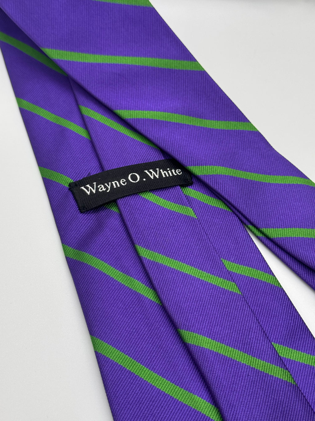 Wayne O. White Purple & Green Striped Tie