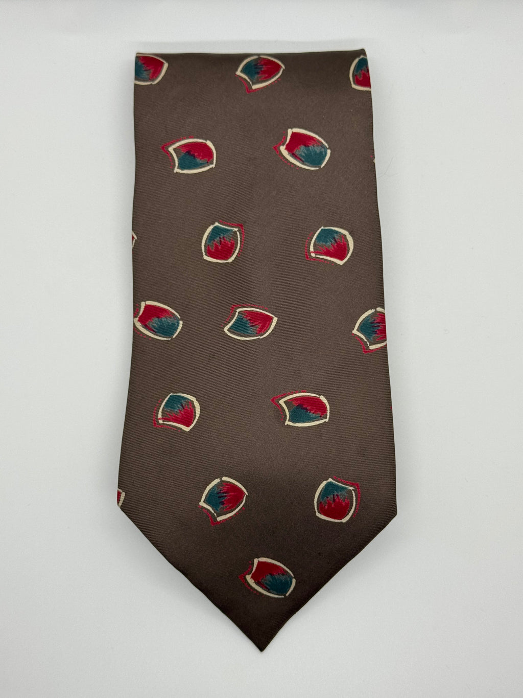 Adolfo Brown Abstract Medallion Tie