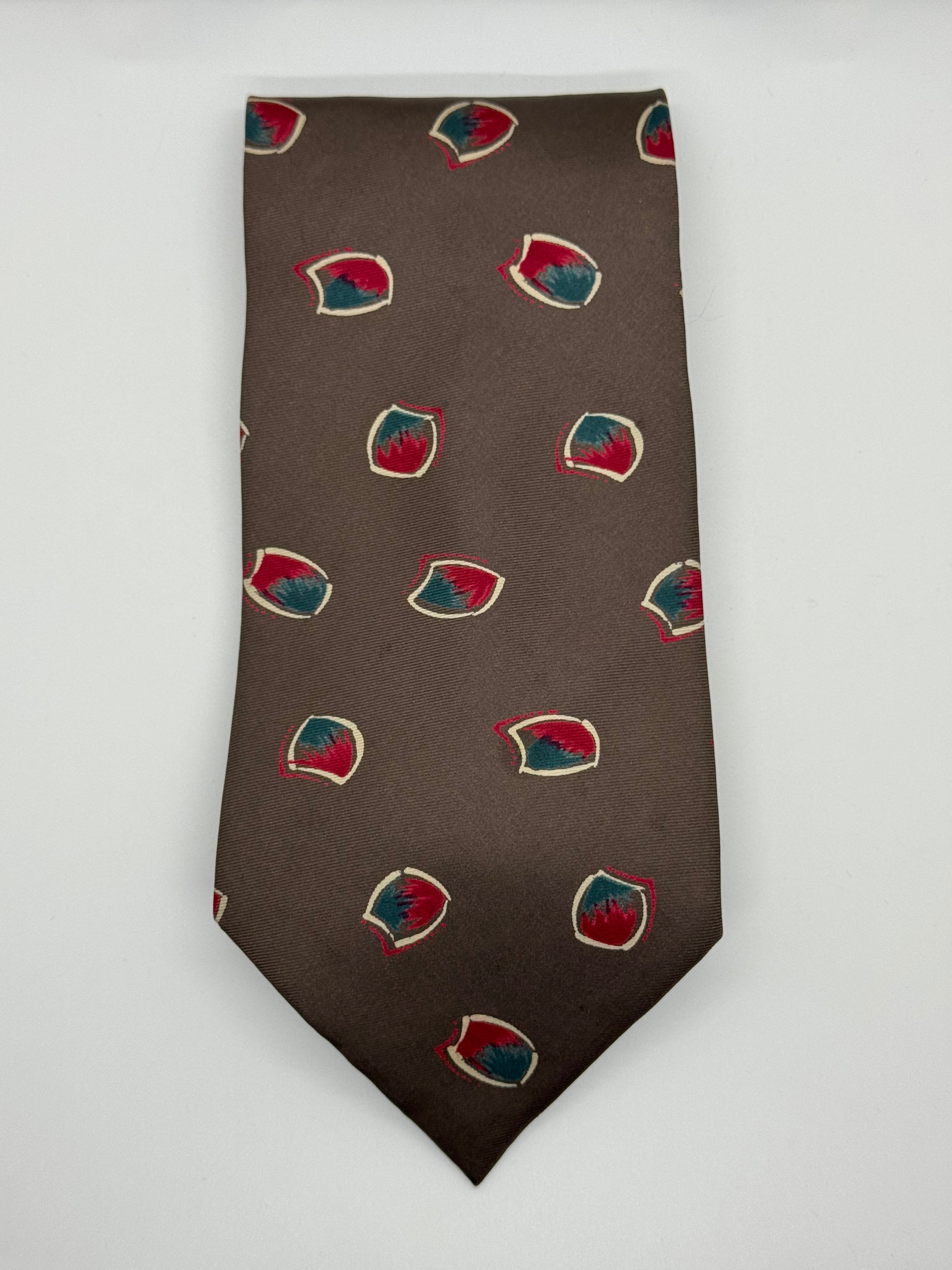 Adolfo Brown Abstract Medallion Tie