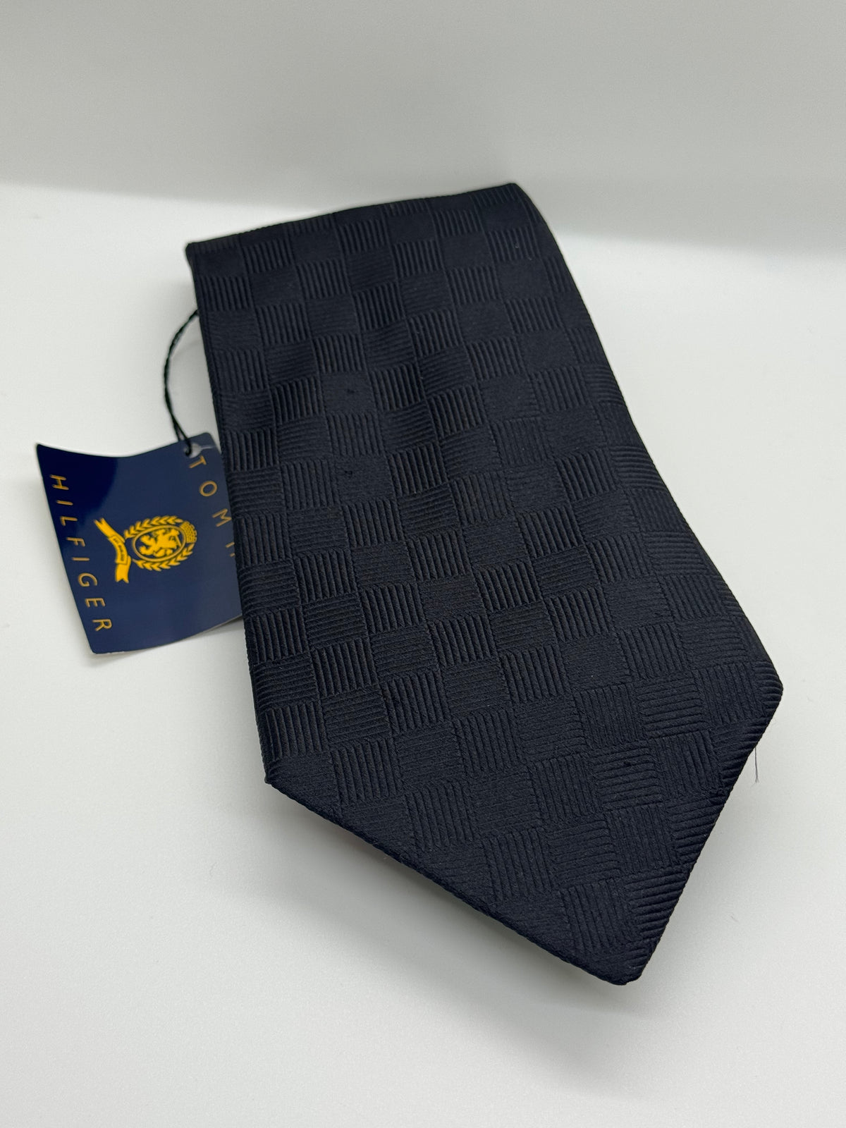 NWT Tommy Hilfiger Black Textured Checkerboard Tie