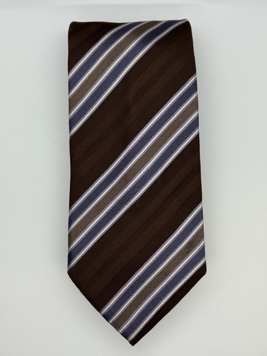 Giorgio Armani – Brown & Lavender Stripe Silk Tie