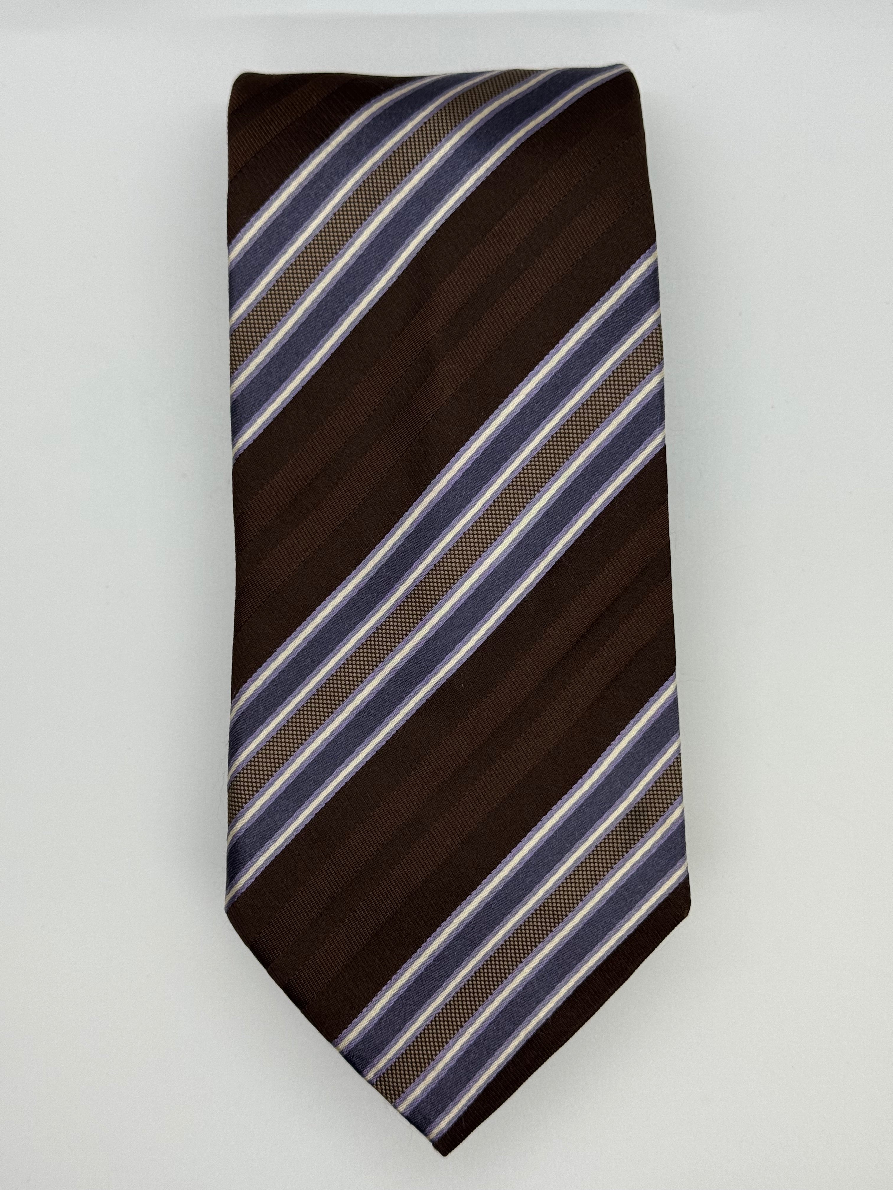 Giorgio Armani – Brown & Lavender Stripe Silk Tie