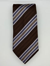 Load image into Gallery viewer, Giorgio Armani – Brown &amp; Lavender Stripe Silk Tie

