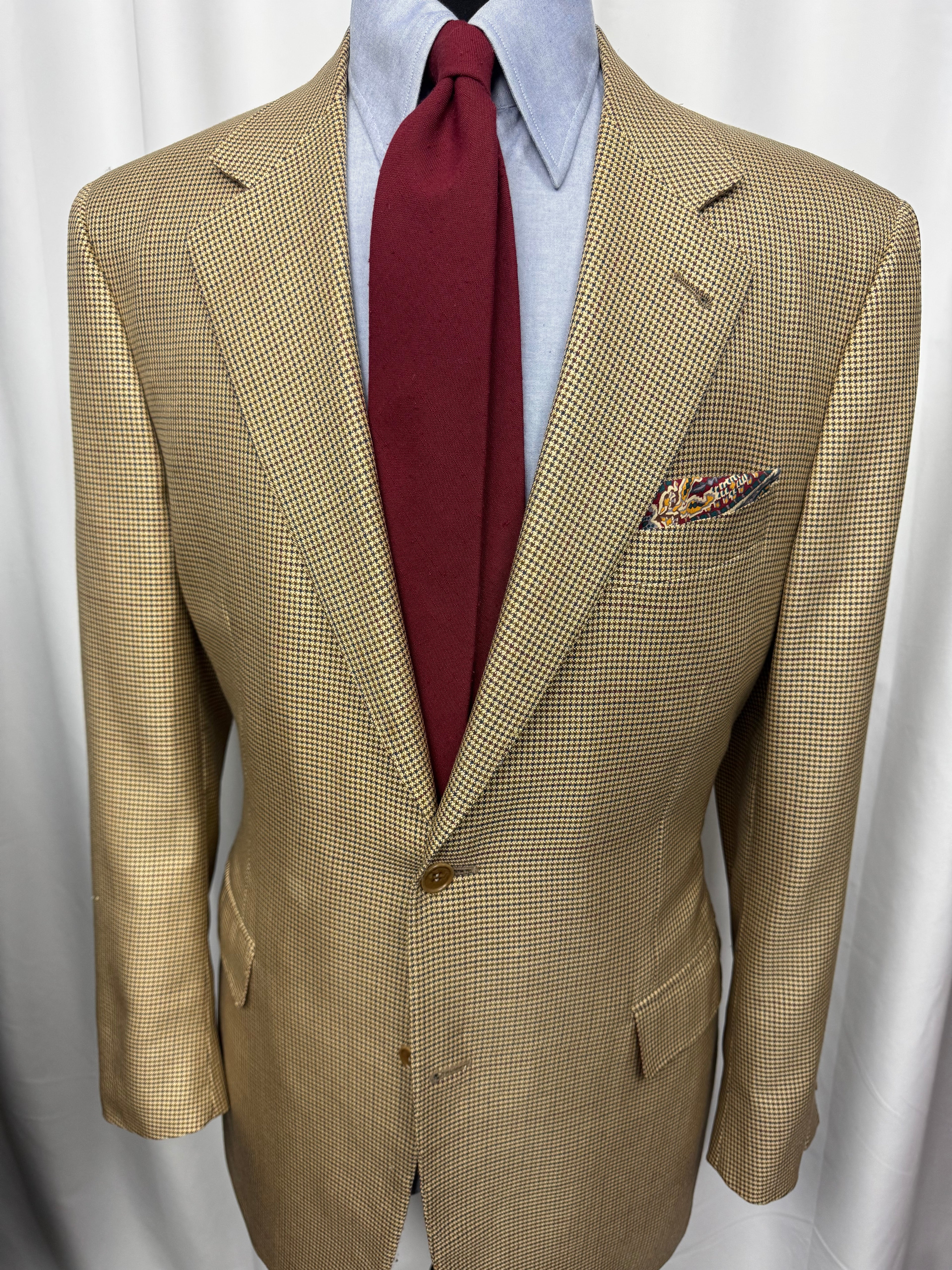 Canali Proposta Italian Houndstooth Sport Coat – 44R – Tan/Brown – Made in Italy