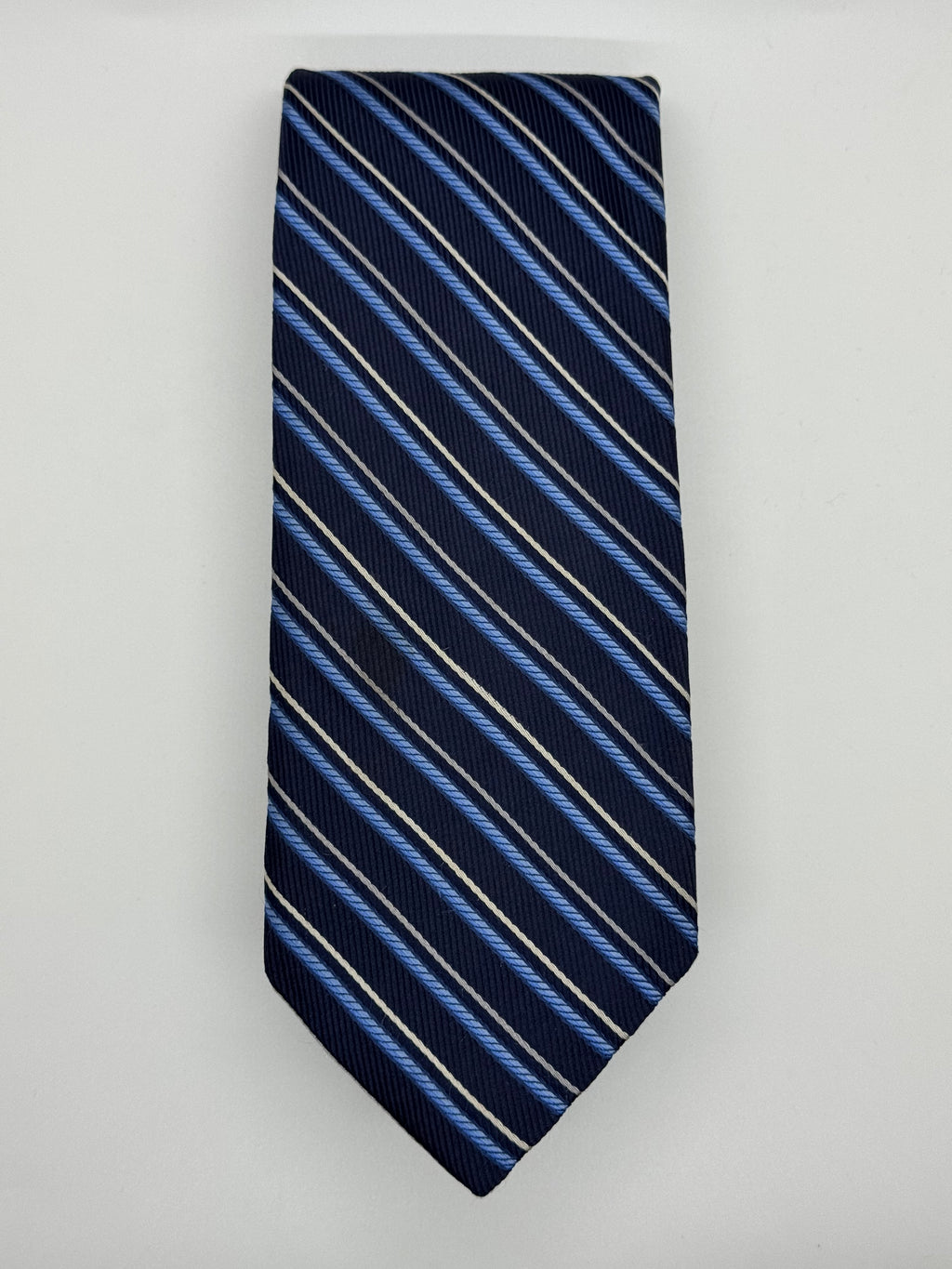 Robert Talbott Carmel Navy Blue Striped Silk Tie