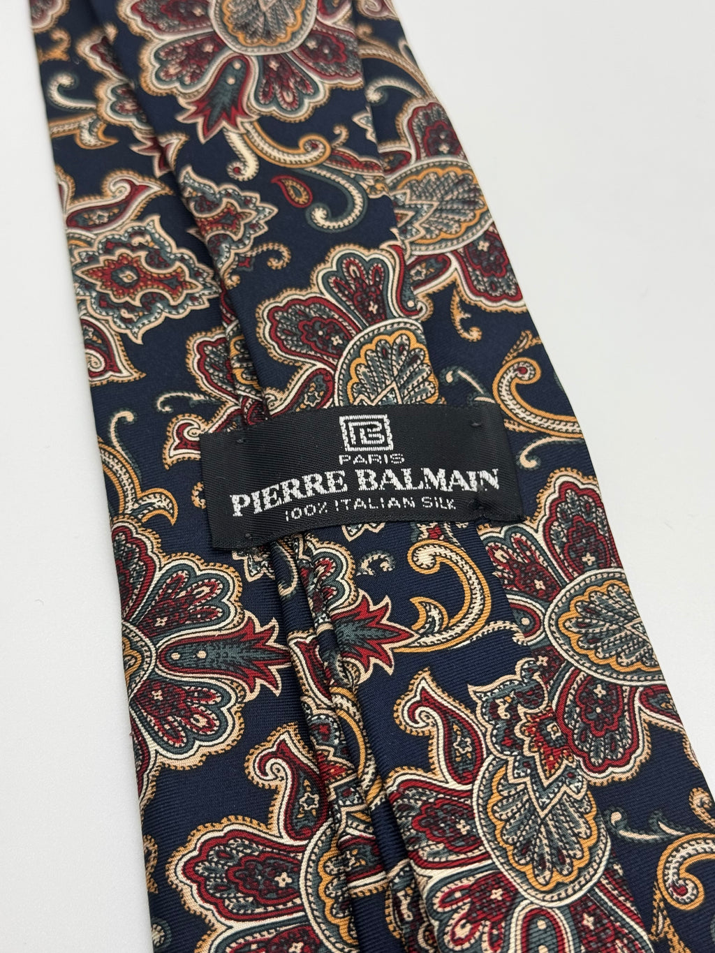 Pierre Balmain Paris Navy Paisley Floral Silk Tie