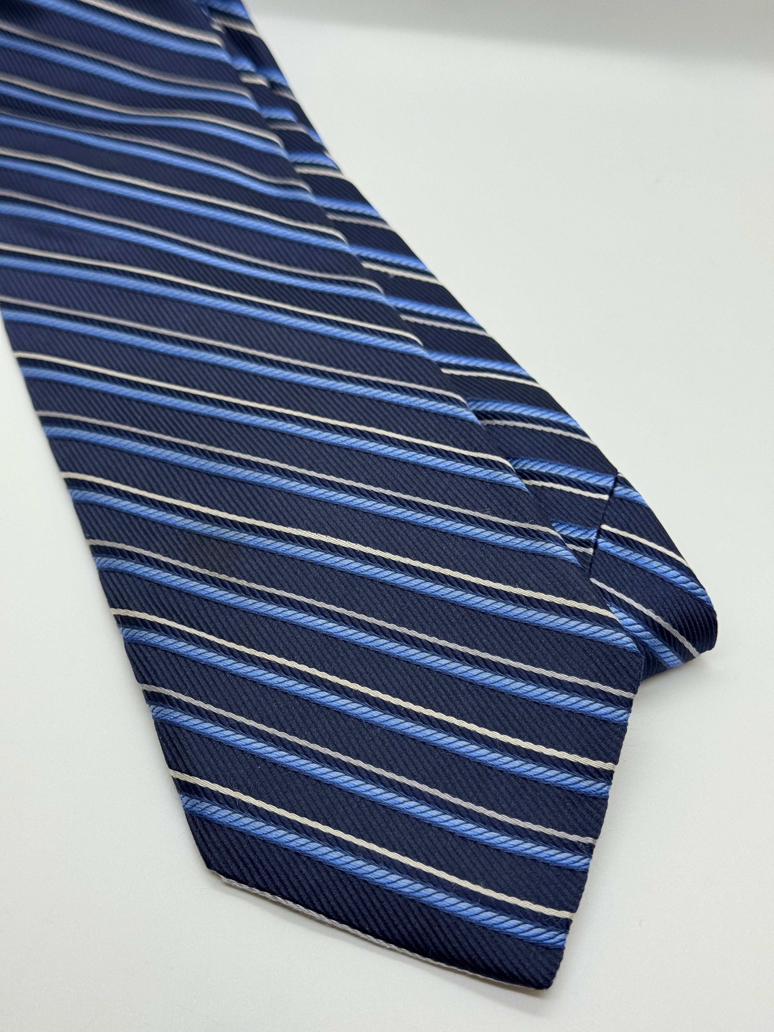 Robert Talbott Carmel Navy Blue Striped Silk Tie