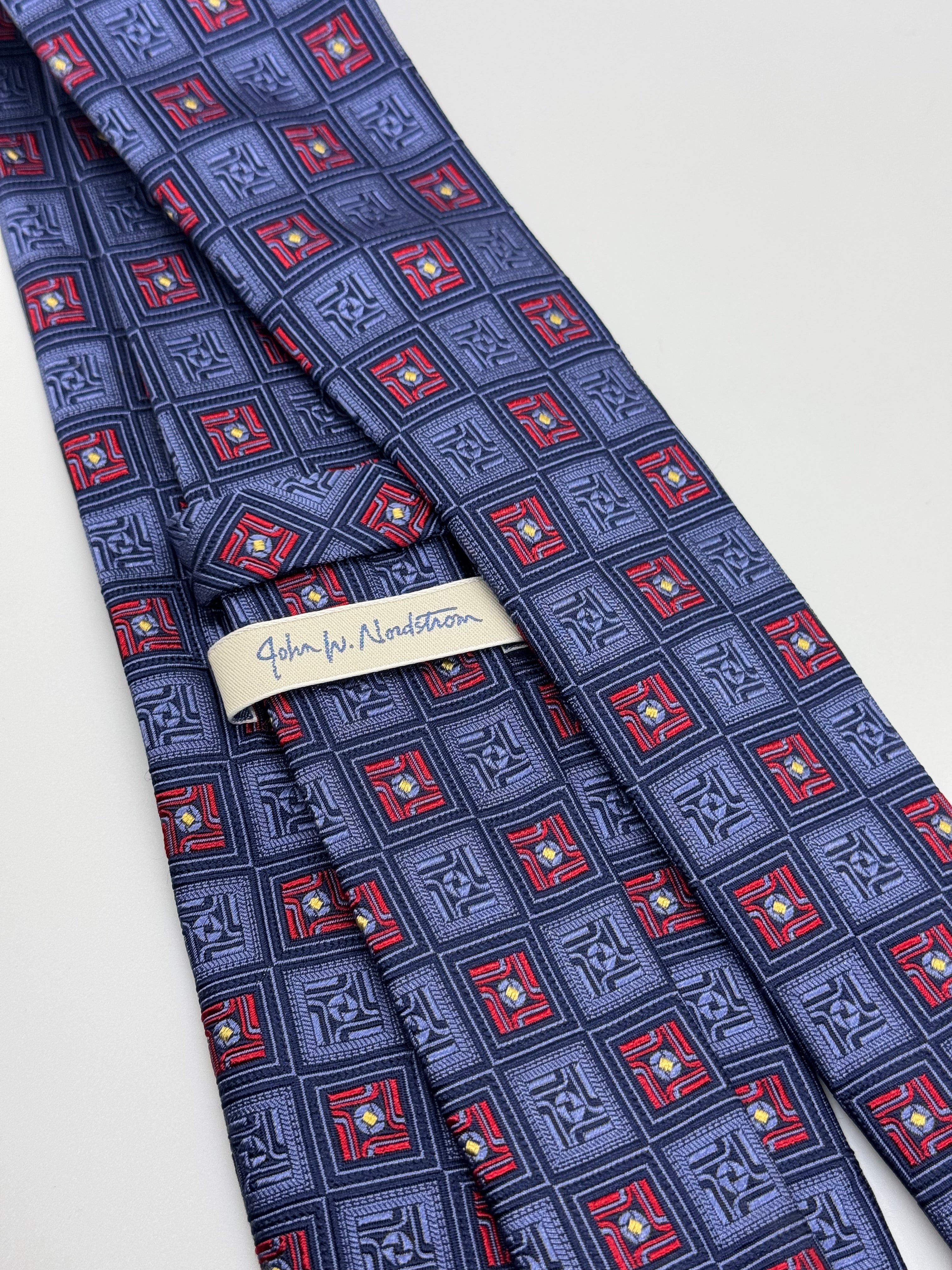 John W. Nordstrom Vintage Blue Geometric Silk Tie