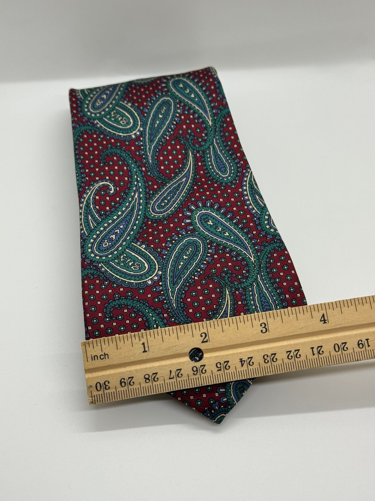 Campus All Silk Burgundy & Green Paisley Tie