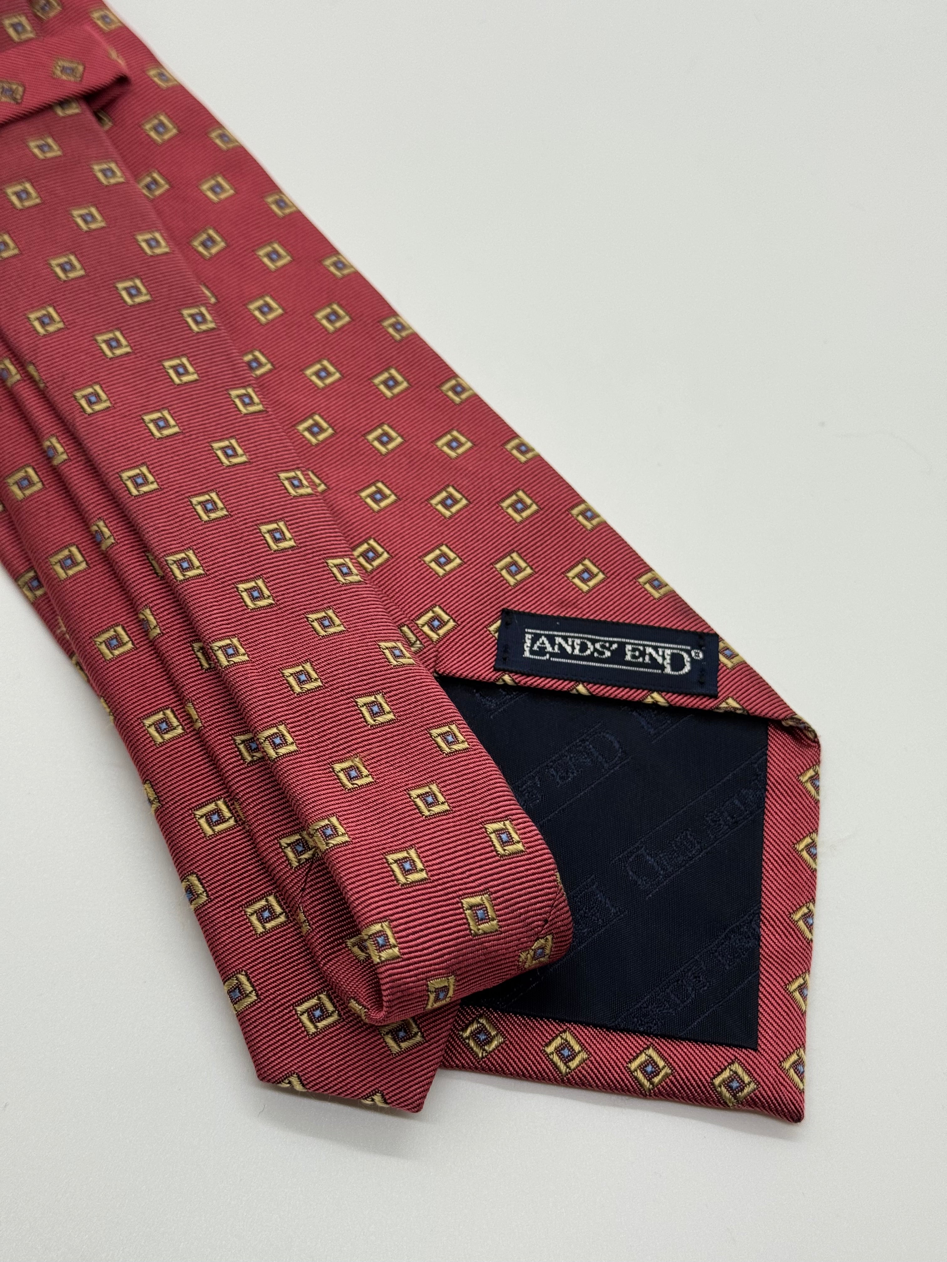Lands’ End Pink Geometric Silk Tie