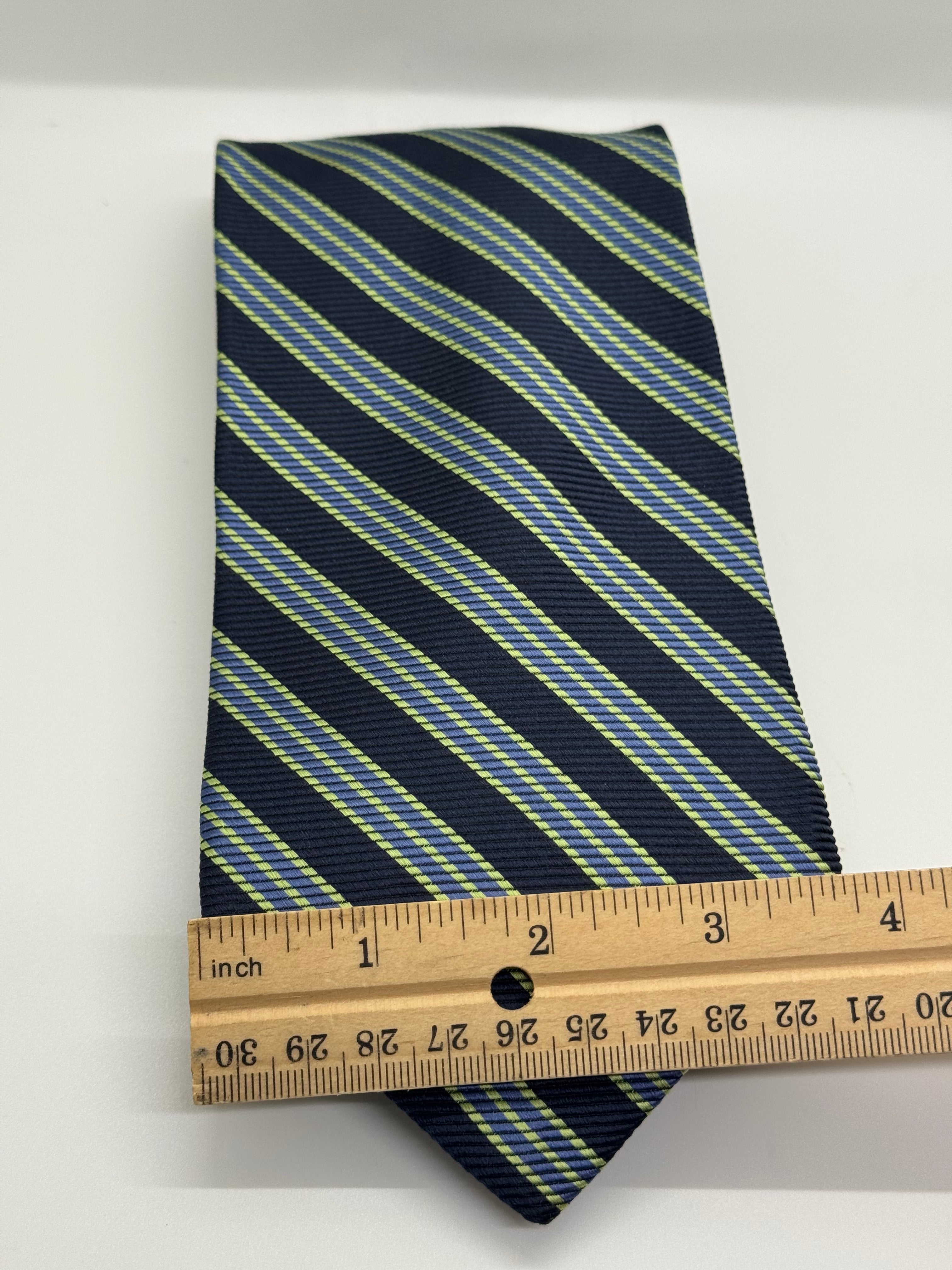 Brooks Brothers Makers Navy & Green Regimental Stripe Tie – Hand Finished Silk