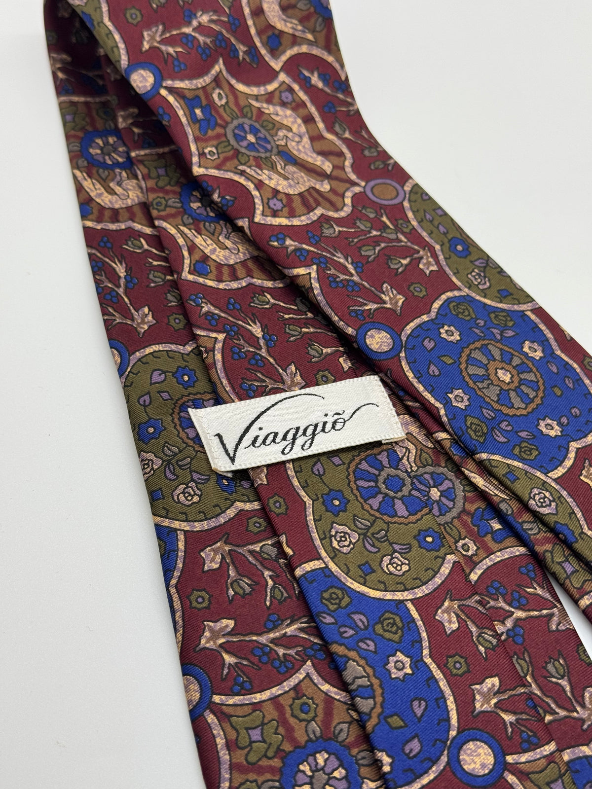 Viaggio Burgundy & Royal Blue Ornate Floral Paisley Tie