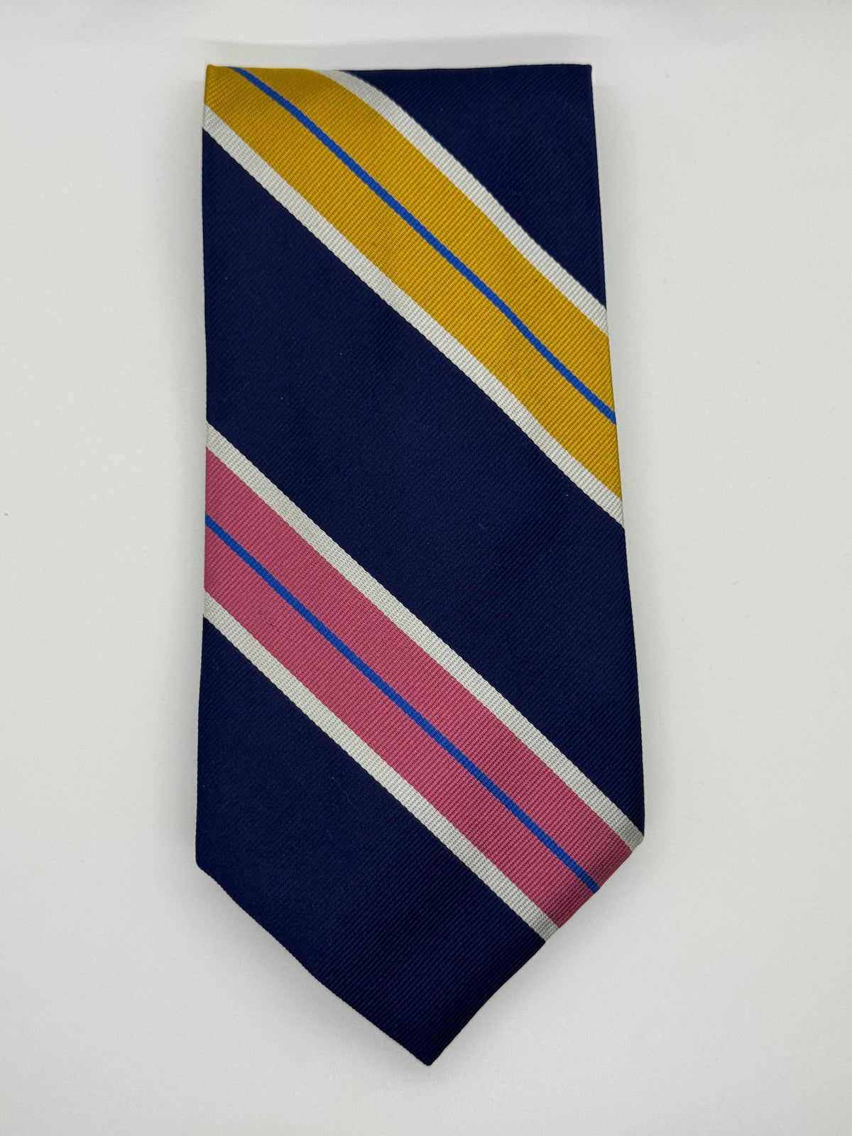 Polo Ralph Lauren Navy Blue, Pink & Yellow Striped Tie