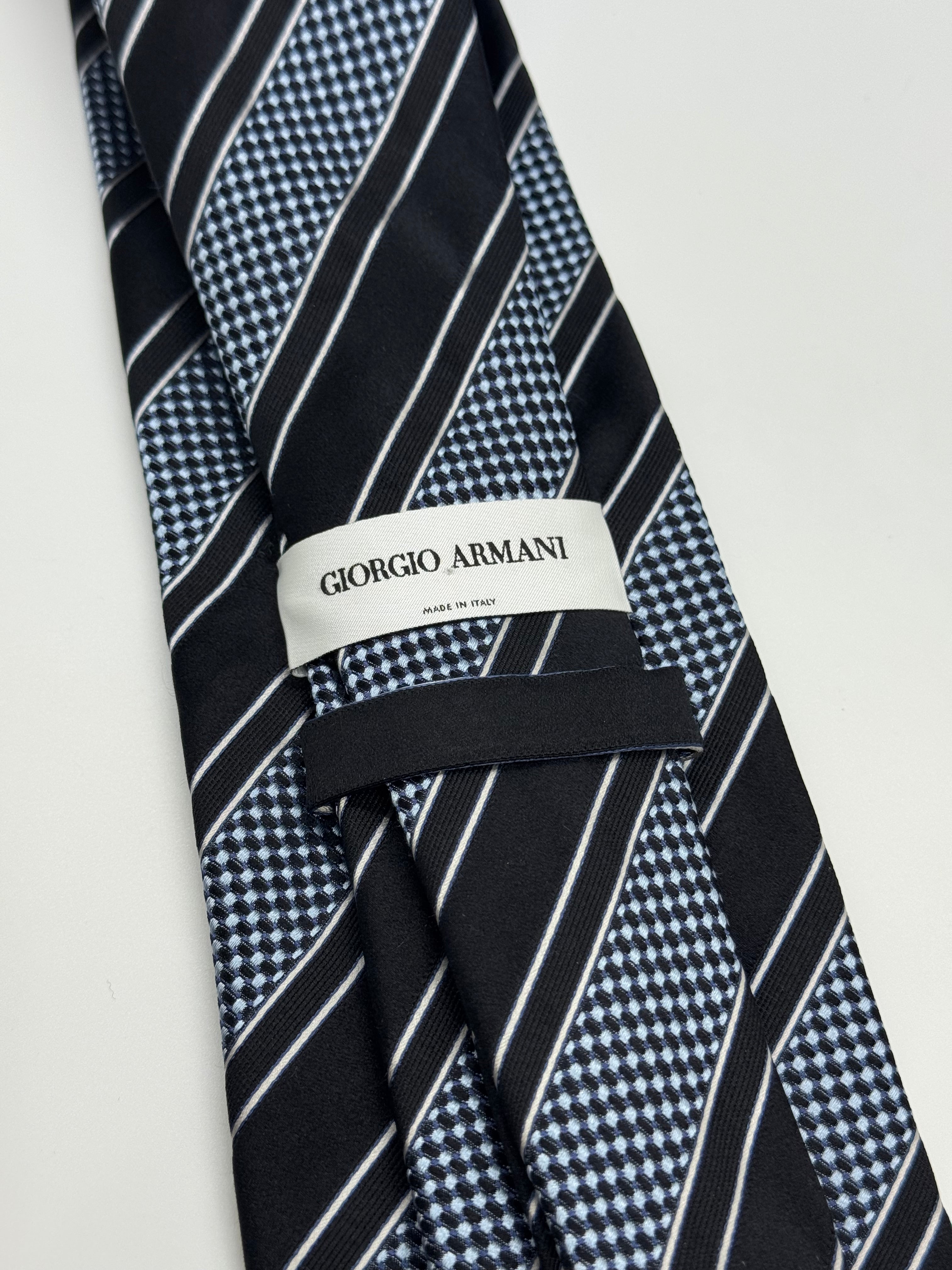 Giorgio Armani – Black & Silver Power Stripe Silk Tie