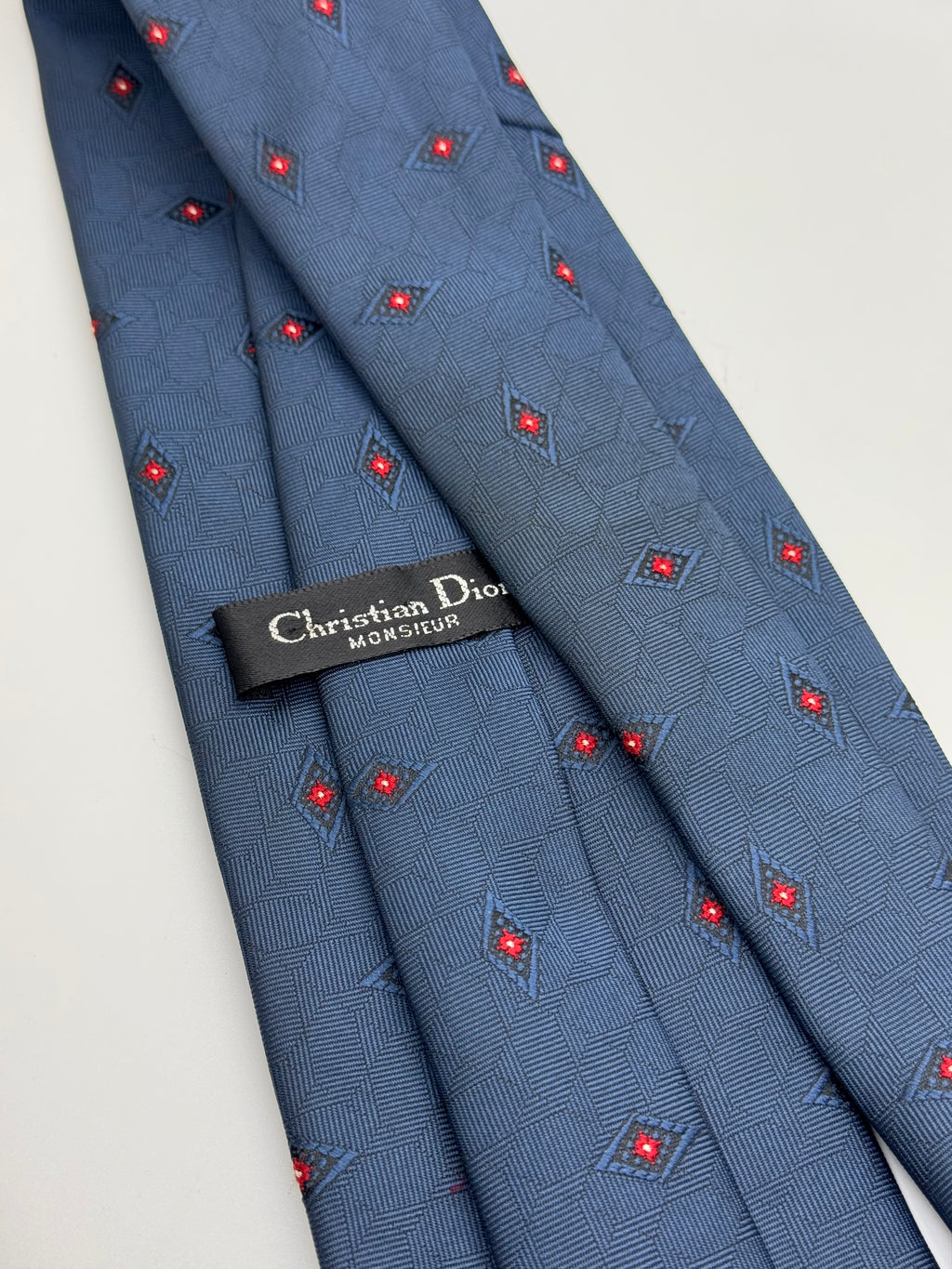 Vintage Christian Dior Monsieur Navy Geometric Silk Tie