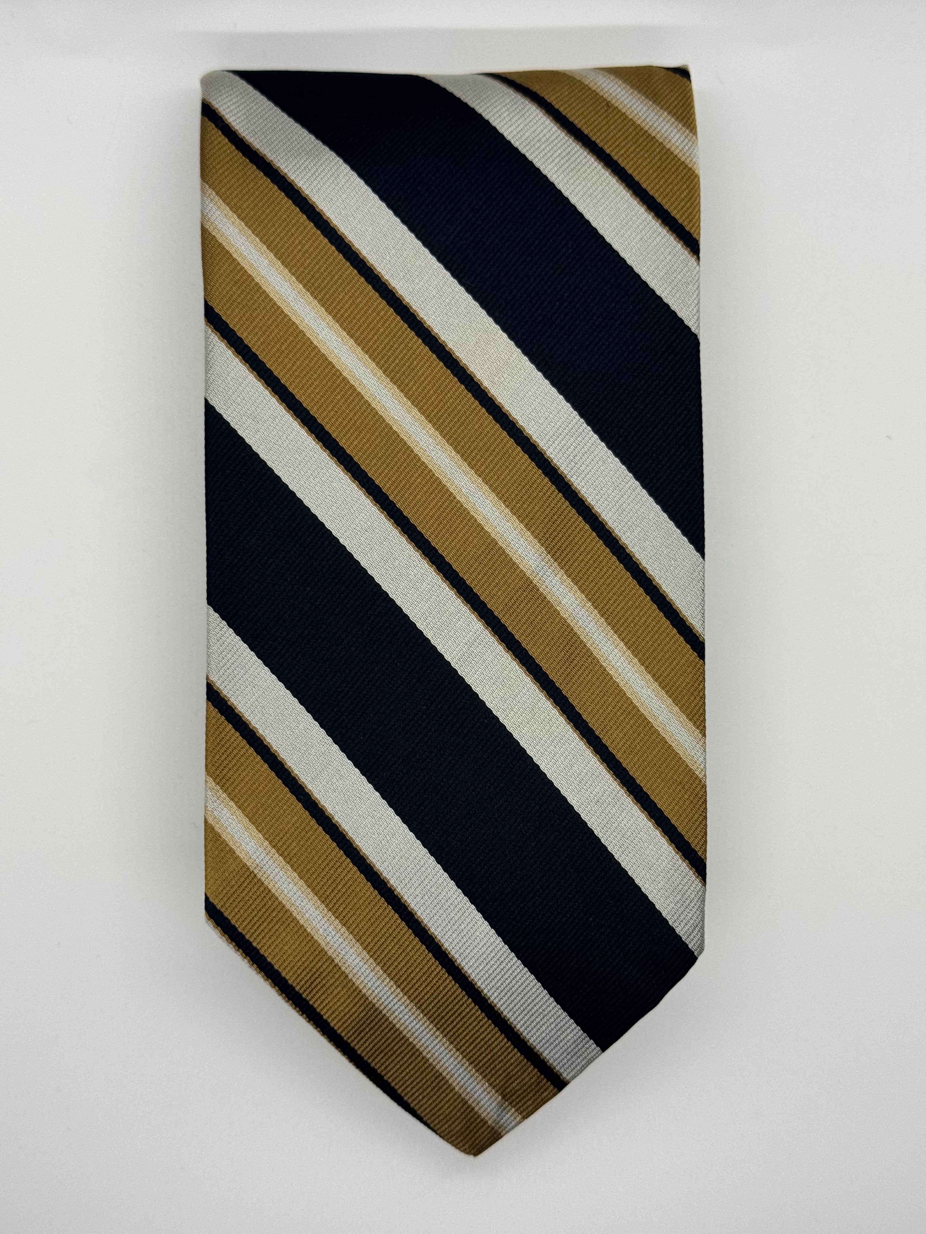 JM Navy & Gold Repp Stripe Tie