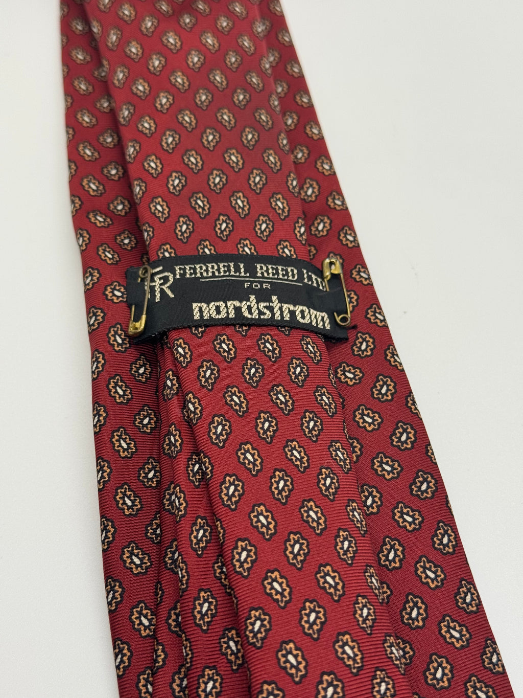 Ferrell Reed for Nordstrom Burgundy Paisley Medallion Silk Tie