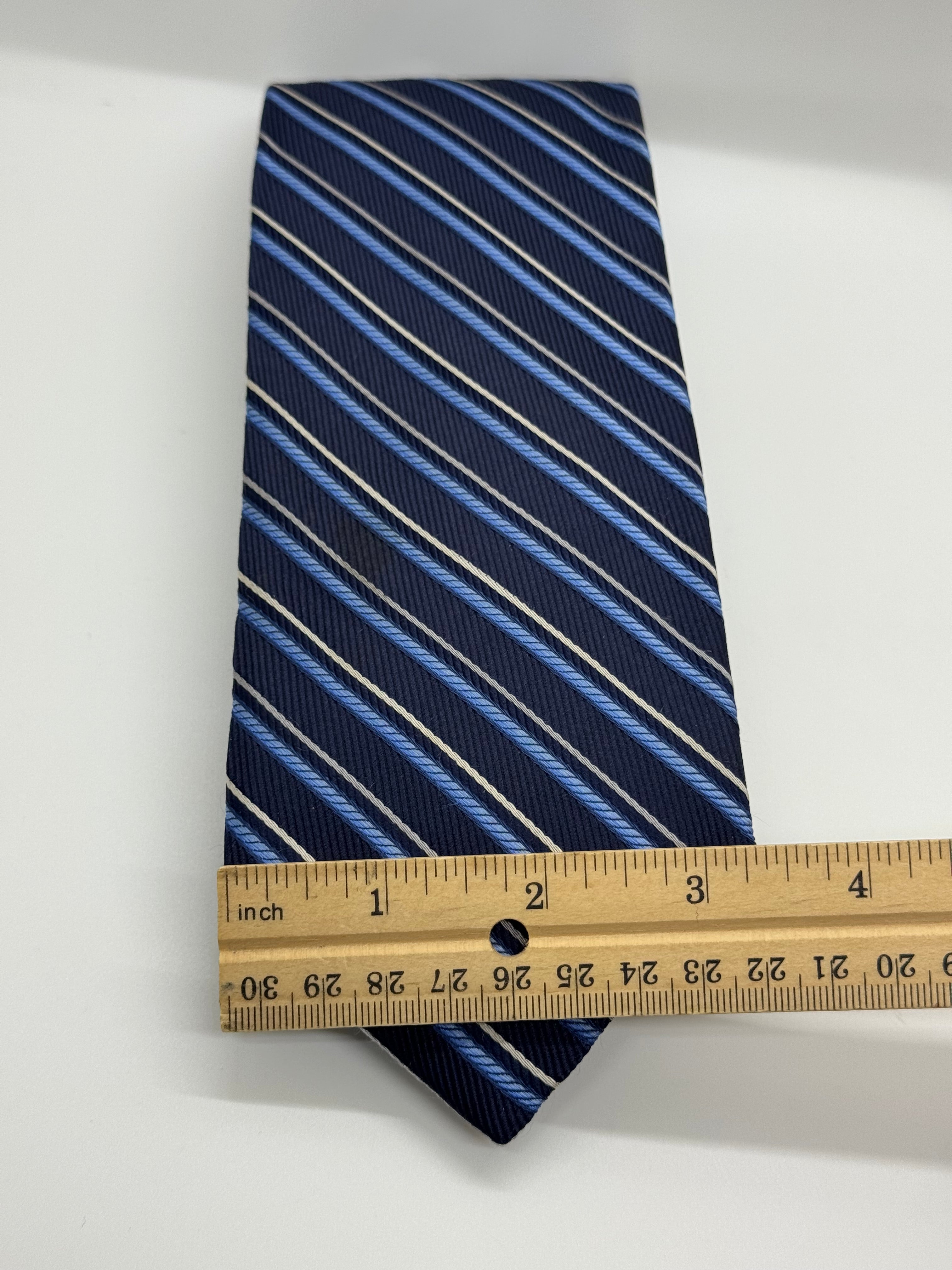 Robert Talbott Carmel Navy Blue Striped Silk Tie