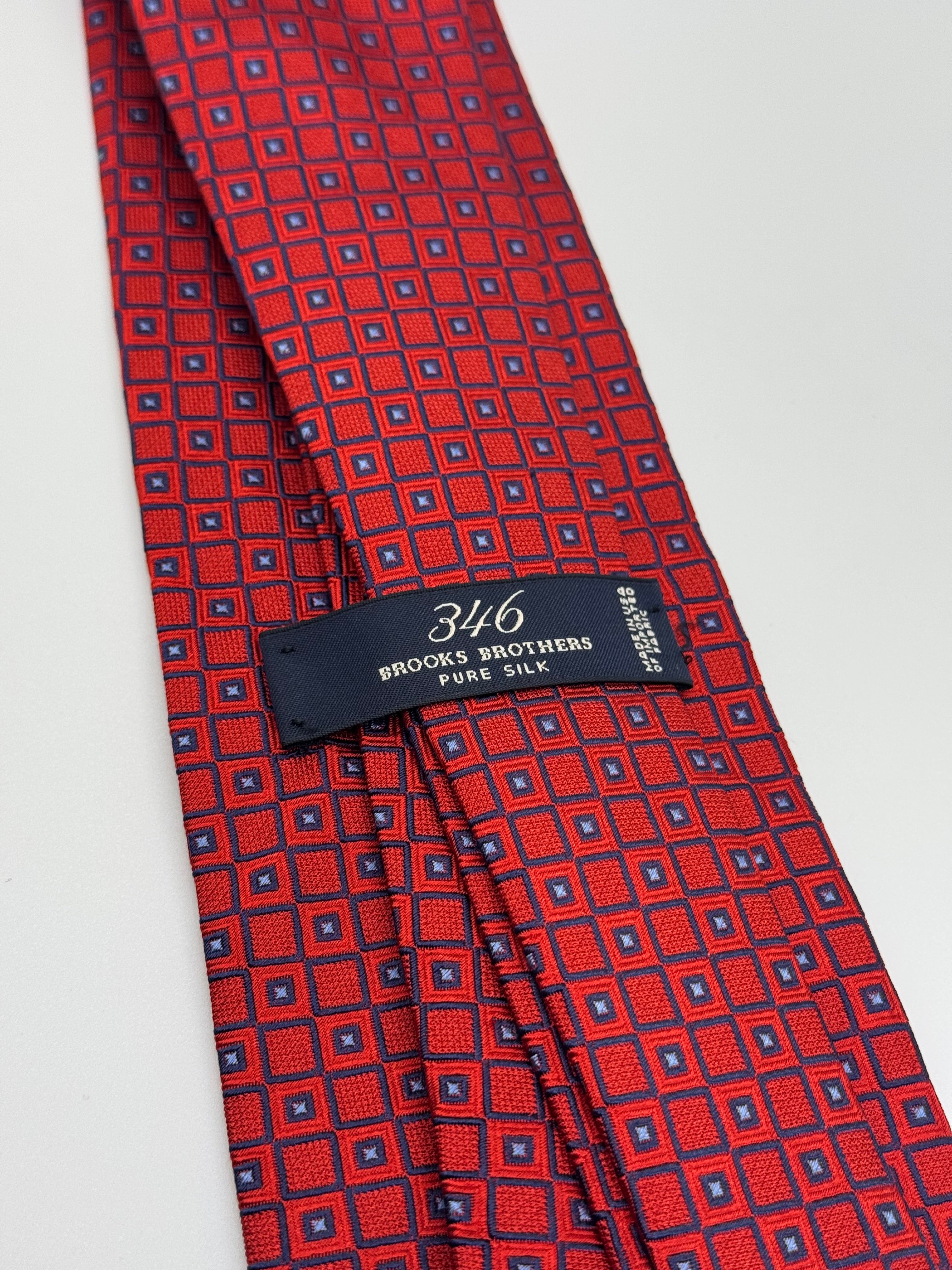 Brooks Brothers 346 Red Geometric Silk Tie