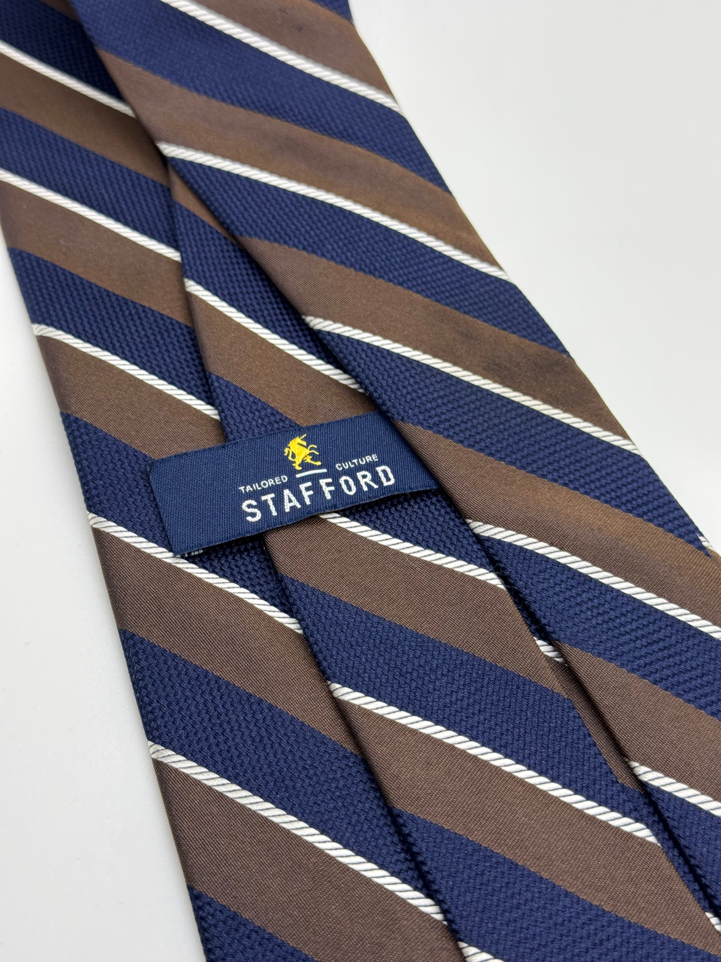 Stafford Navy & Brown Repp Stripe Tie