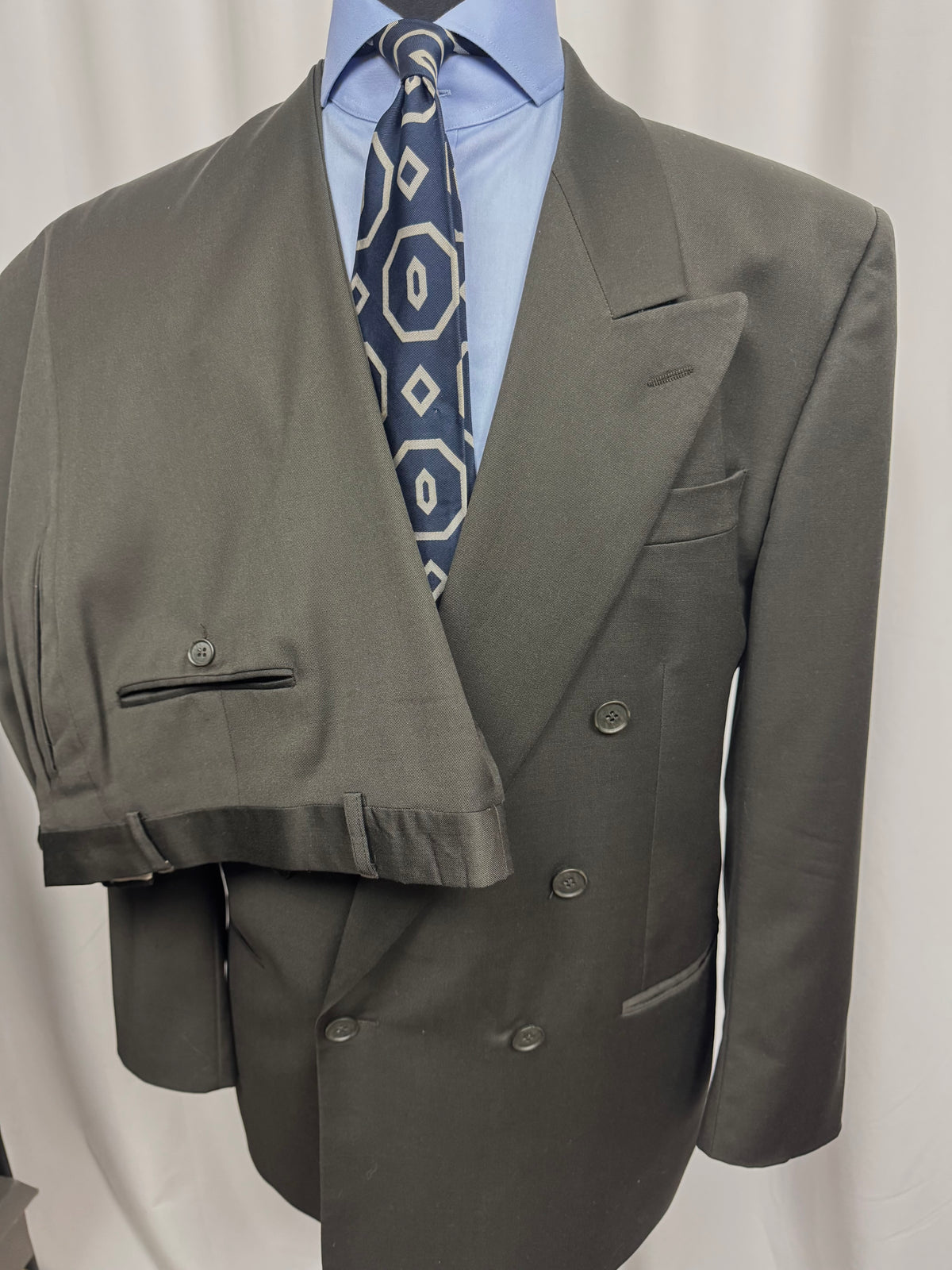 Vintage Yves Saint Laurent Olive Green Double-Breasted Suit 44R