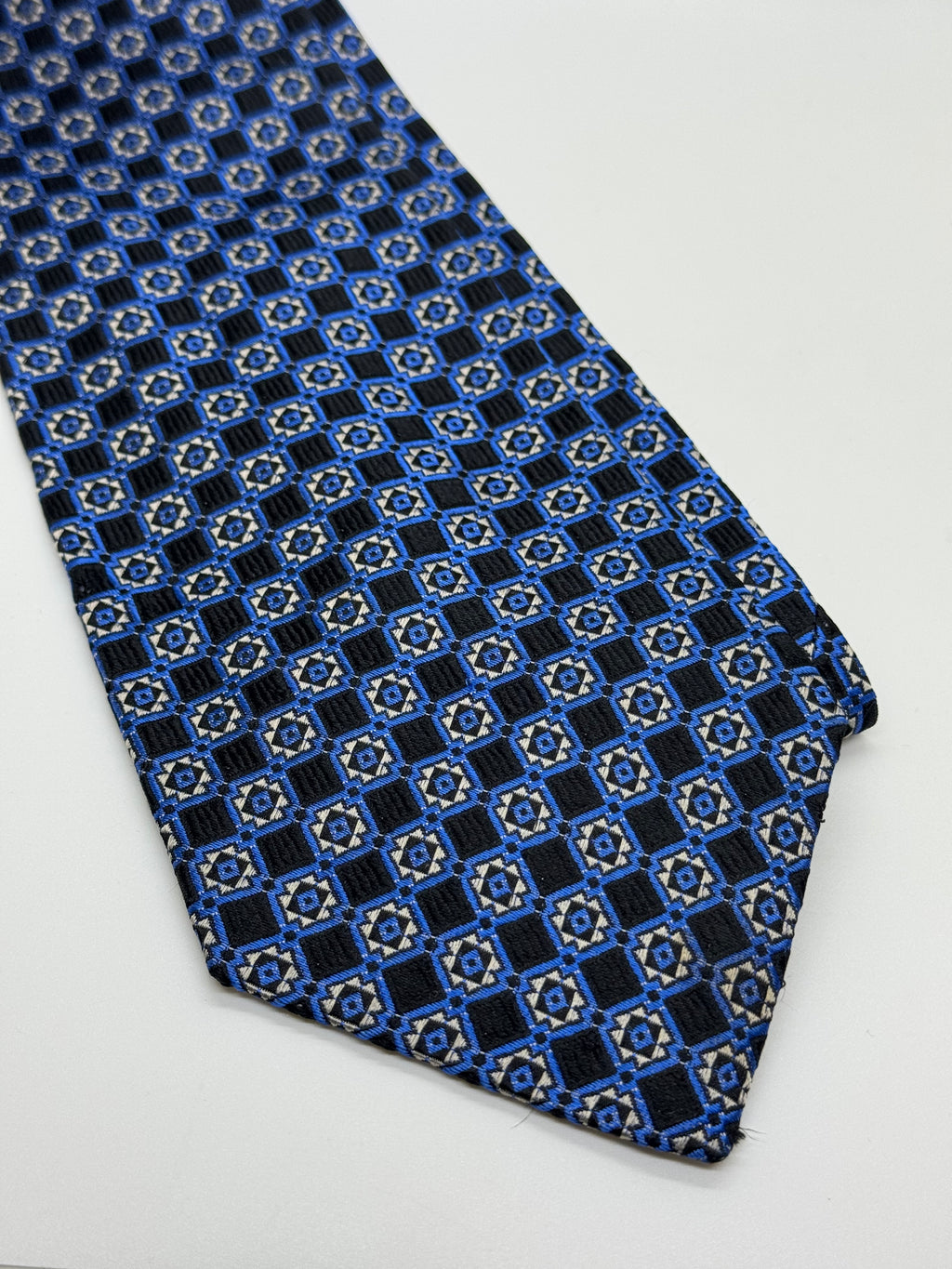 Vintage Nordstrom Navy & Royal Blue Geometric Wide Tie