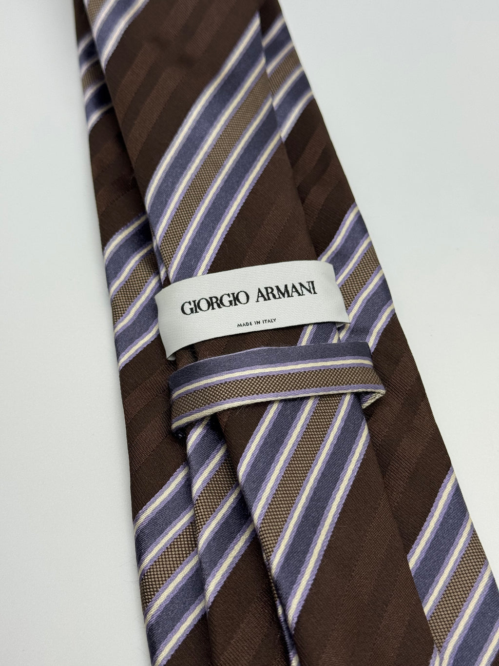 Giorgio Armani – Brown & Lavender Stripe Silk Tie