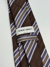 Load image into Gallery viewer, Giorgio Armani – Brown &amp; Lavender Stripe Silk Tie
