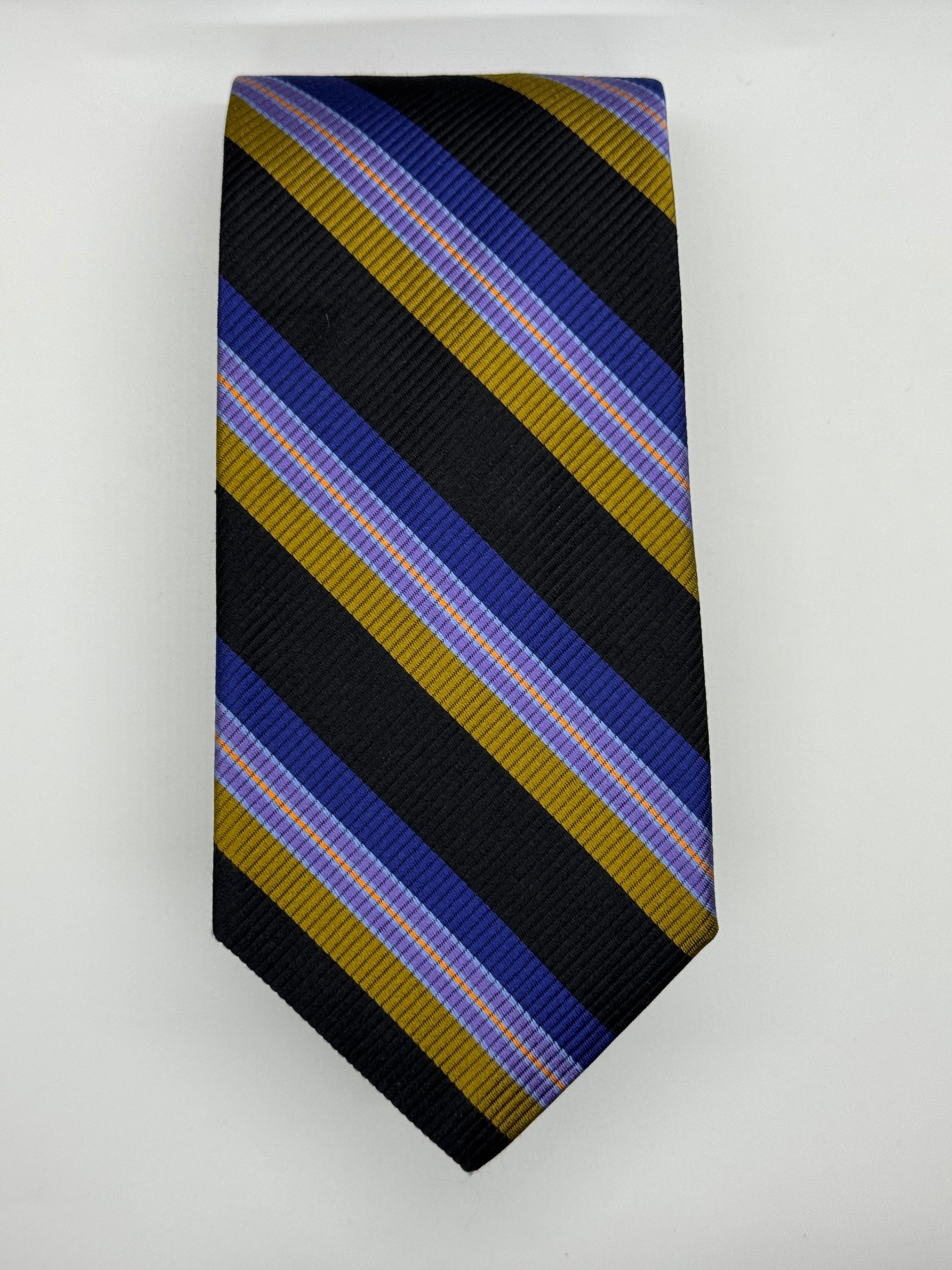 Robert Talbott Navy & Gold Regal Stripe Silk Tie
