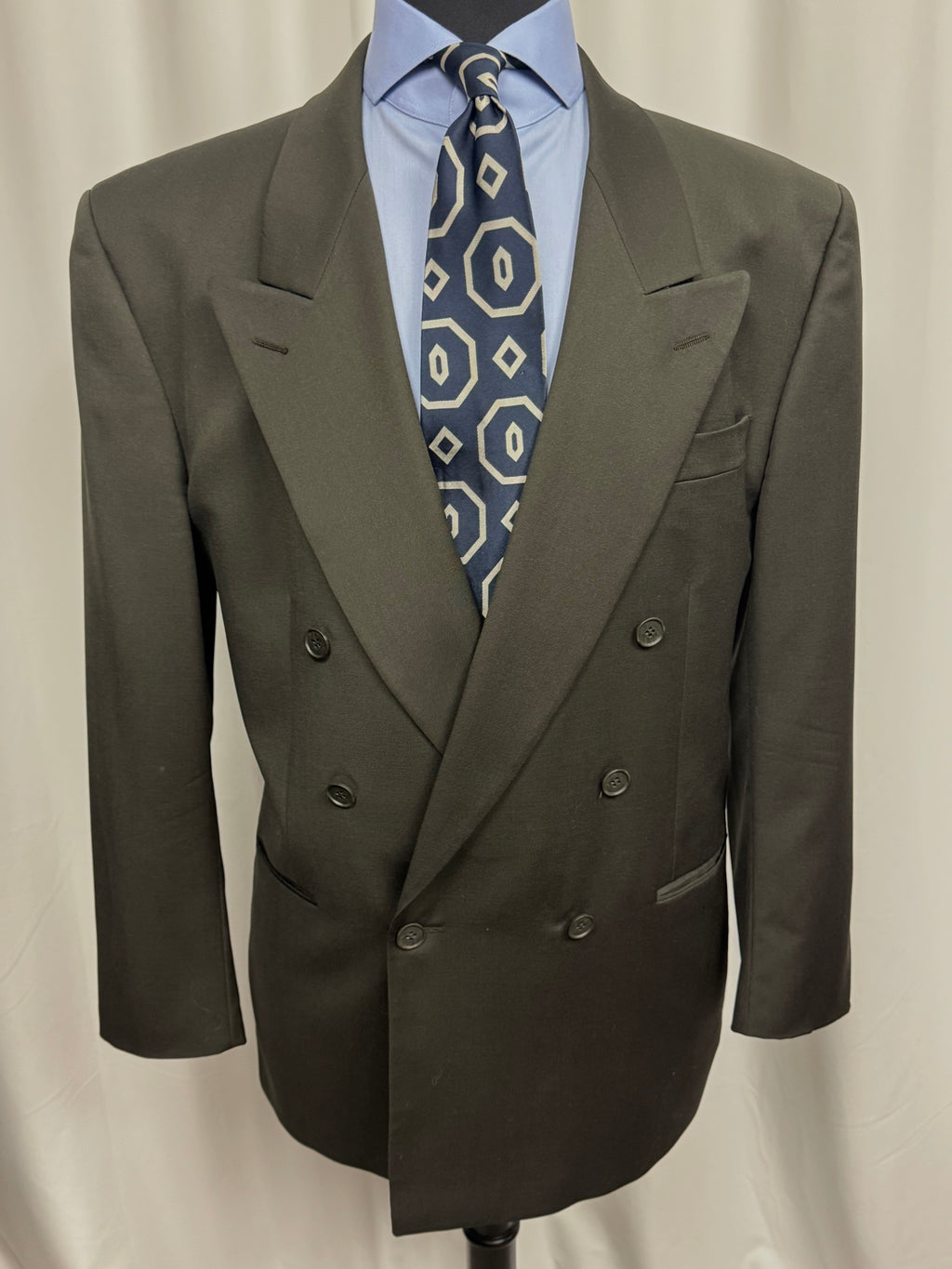 Vintage Yves Saint Laurent Olive Green Double-Breasted Suit 44R