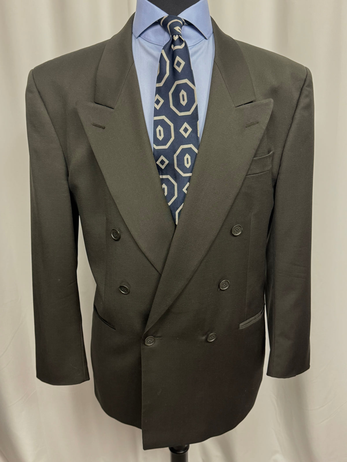 Vintage Yves Saint Laurent Olive Green Double-Breasted Suit 44R