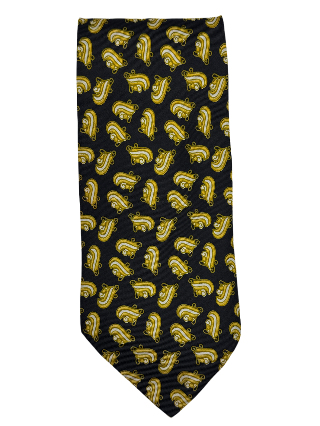 Christian Dior Paris Black & Gold Paisley Silk Tie