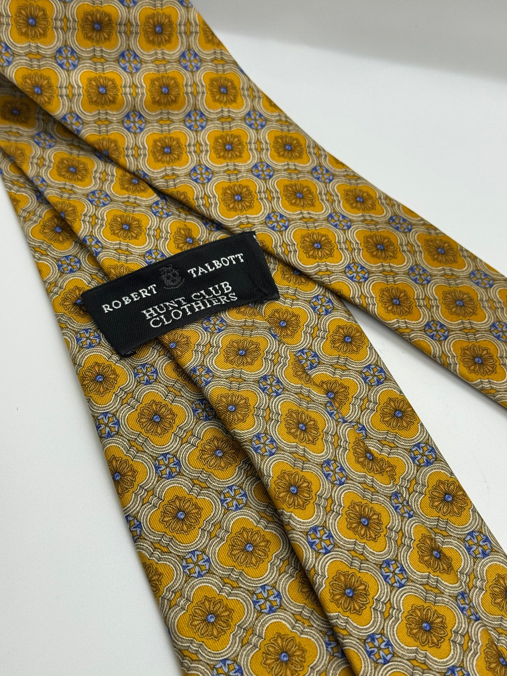 Robert Talbott Hunt Club Clothiers Gold Floral Medallion Tie