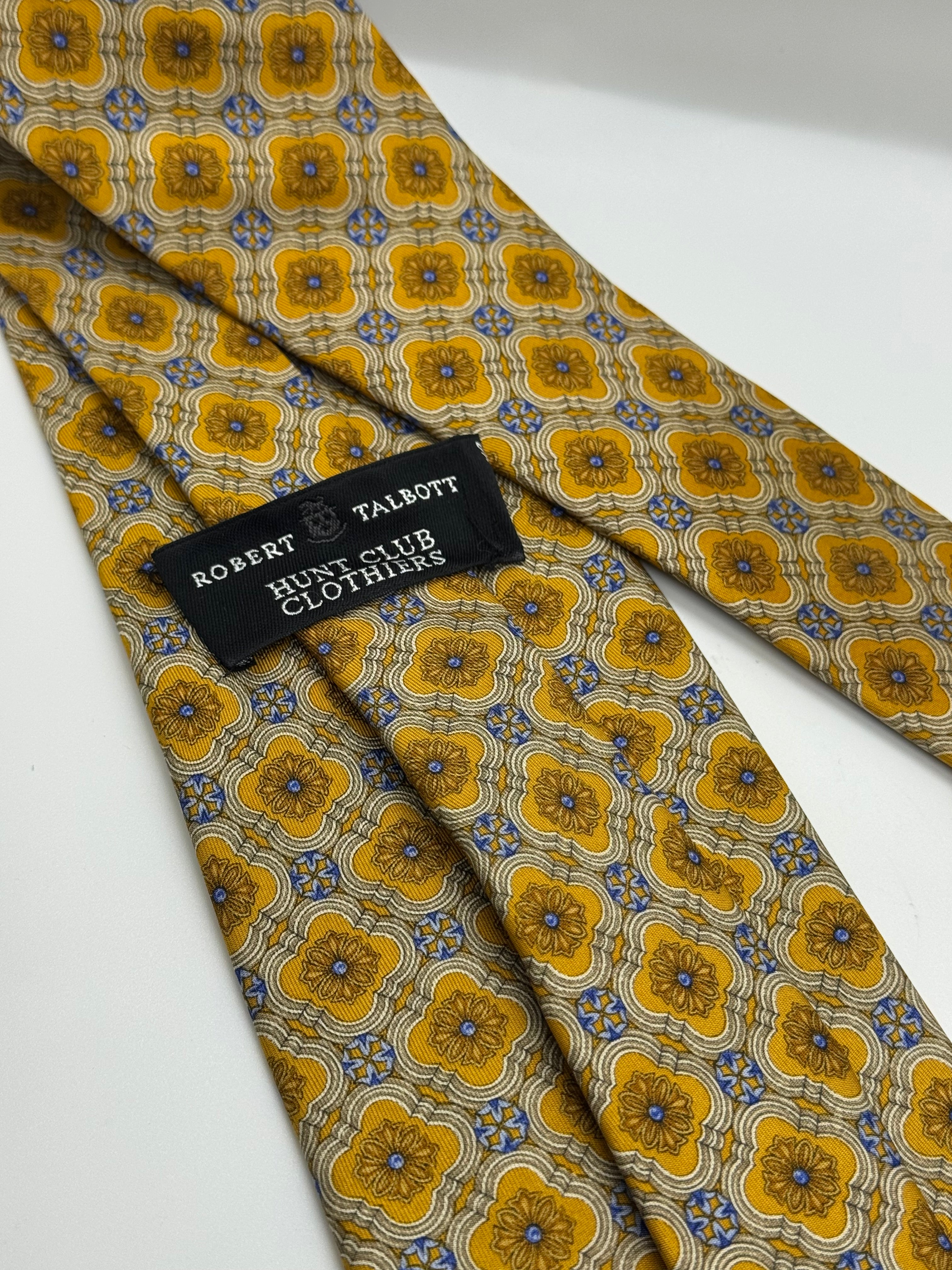 Robert Talbott Hunt Club Clothiers Gold Floral Medallion Tie