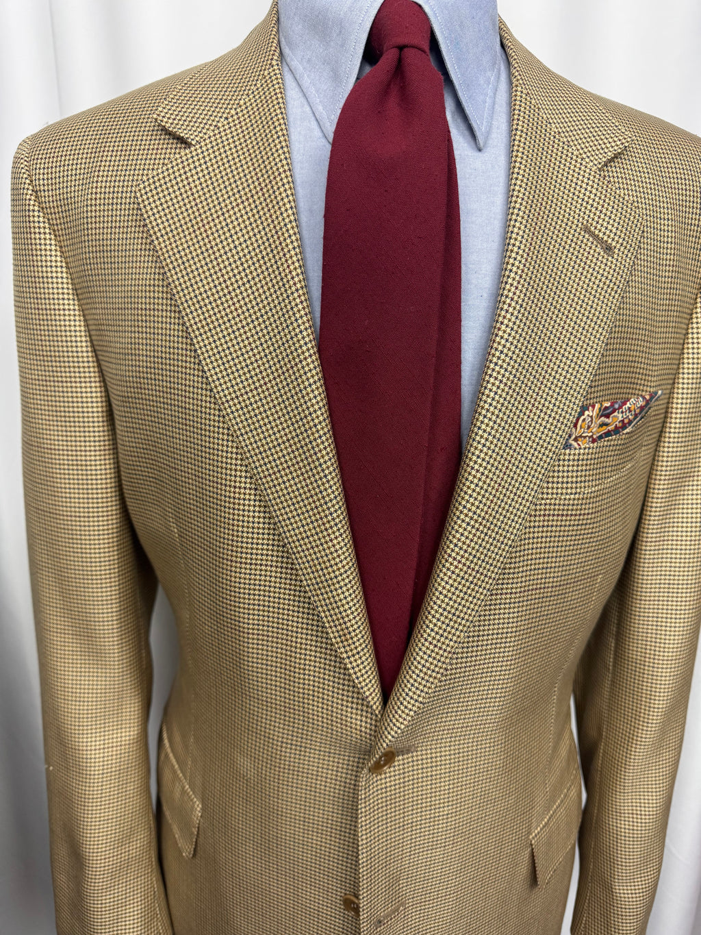 Canali Proposta Italian Houndstooth Sport Coat – 44R – Tan/Brown – Made in Italy