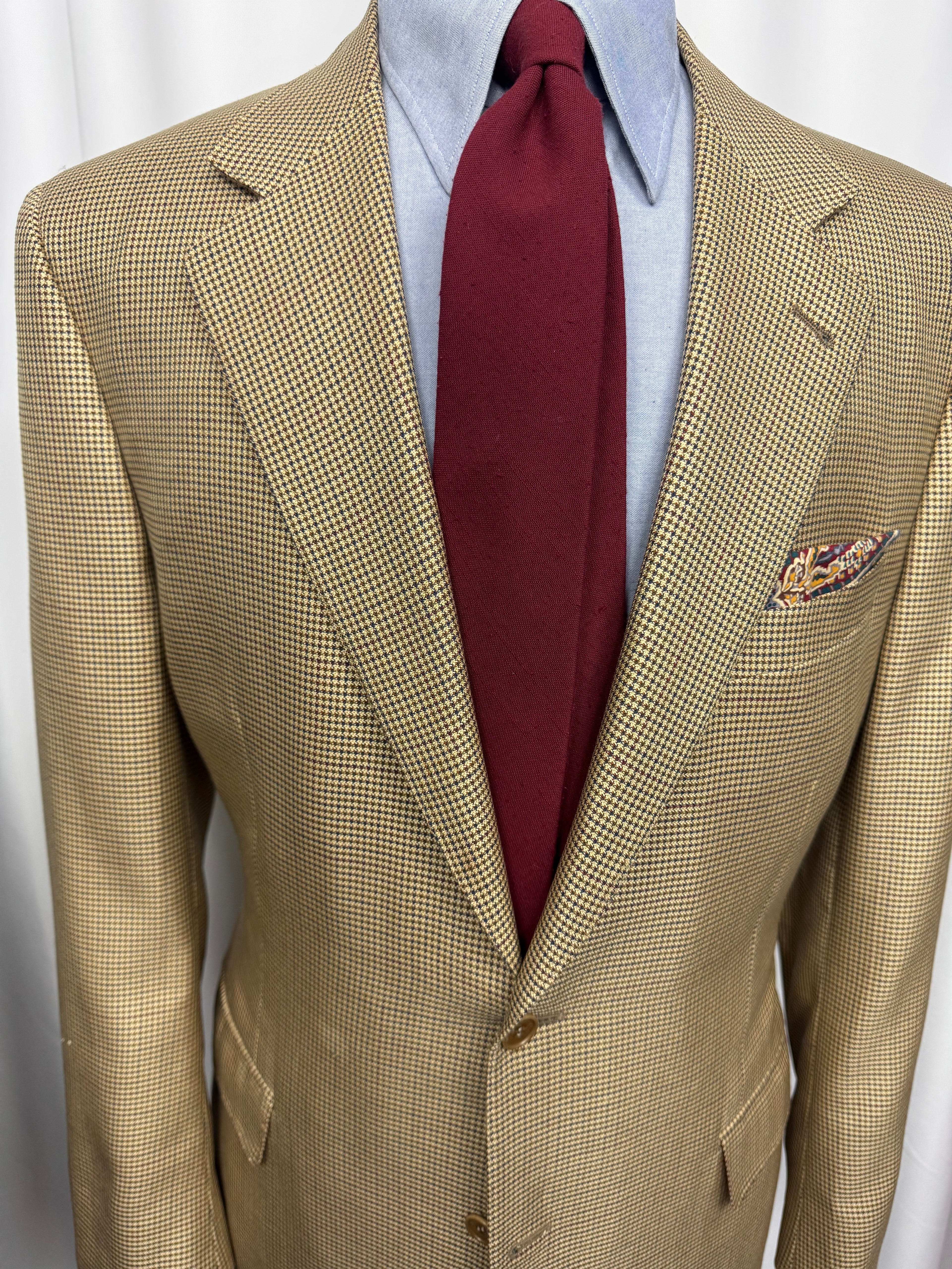 Canali Proposta Italian Houndstooth Sport Coat – 44R – Tan/Brown – Made in Italy