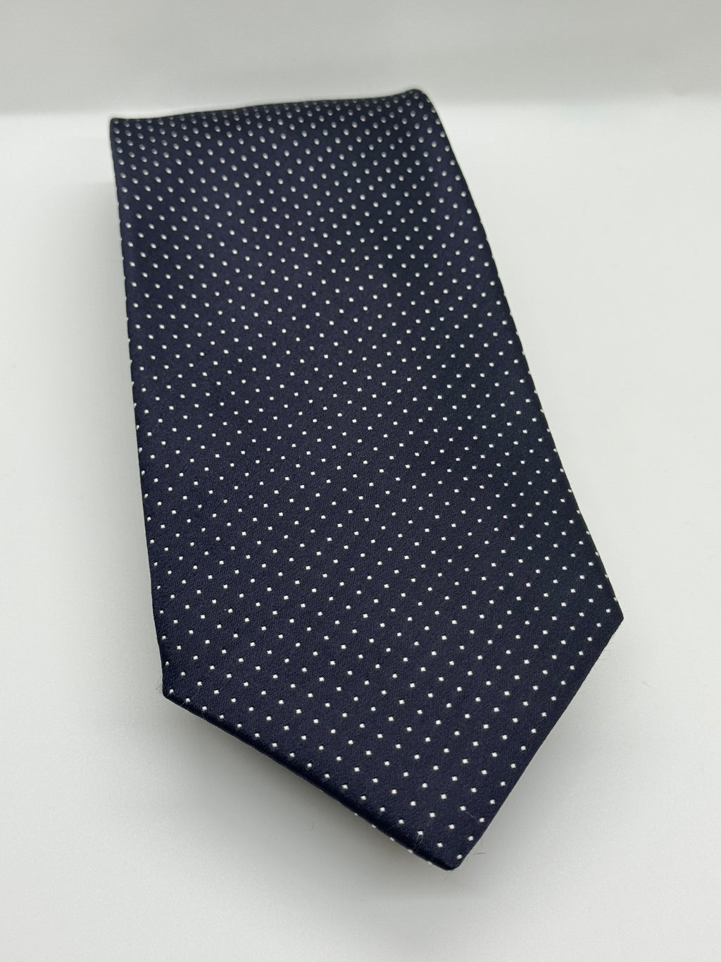 Giorgio Armani Navy Blue & White Micro Dot Tie