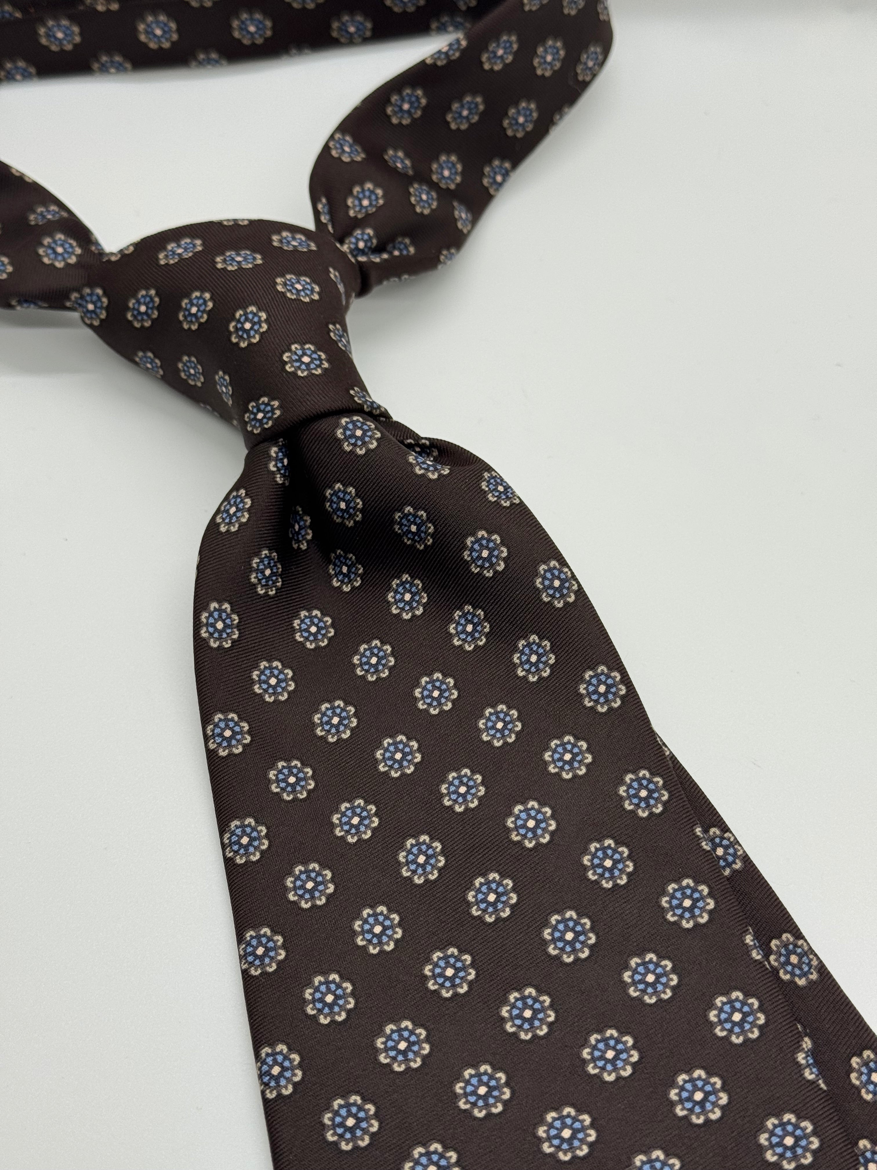 Michael David Ltd. Brown Medallion Silk Tie – Hand Sewn by Robert Talbott