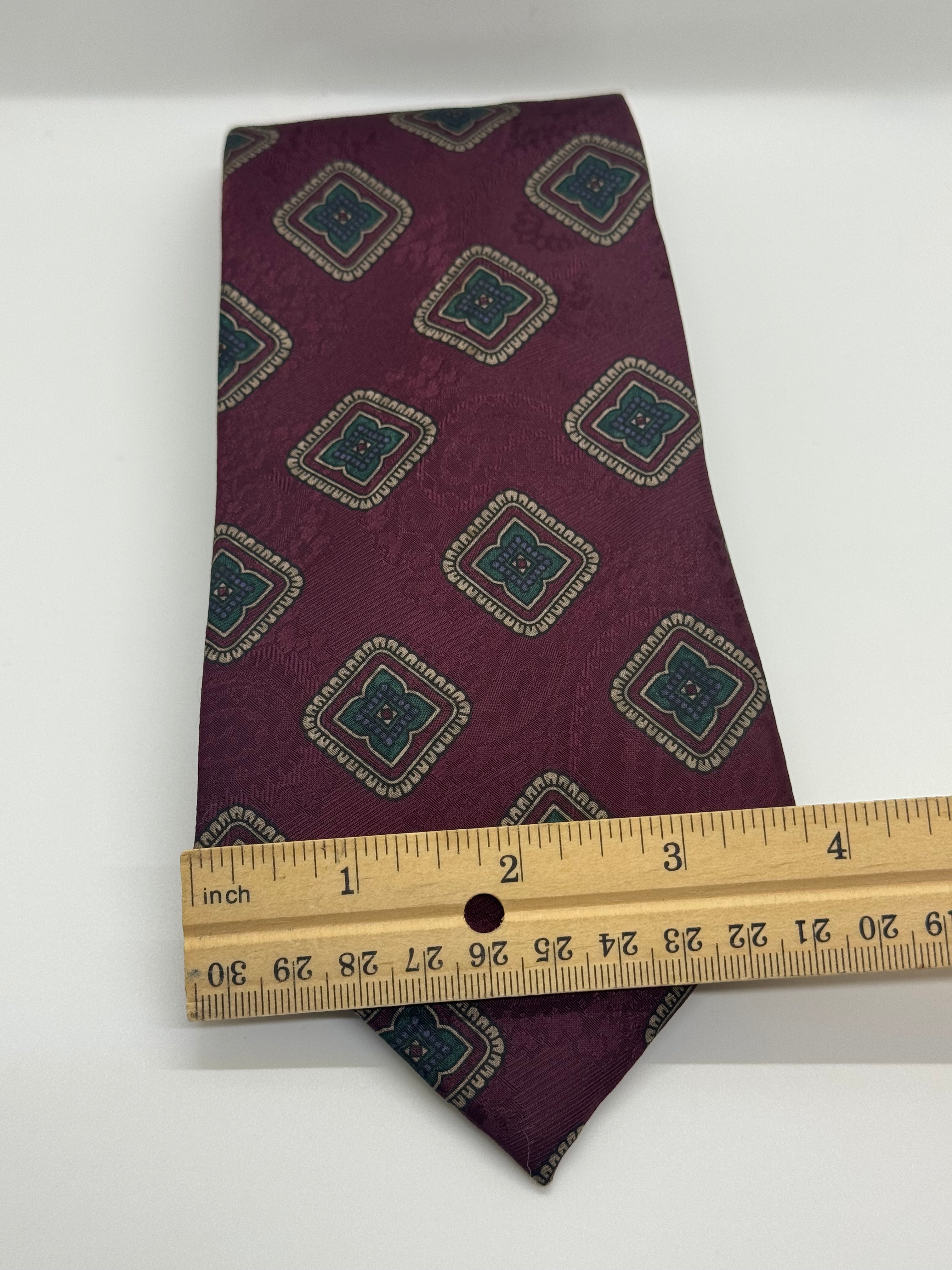 Savile Row Burgundy Geometric Medallion Silk Tie