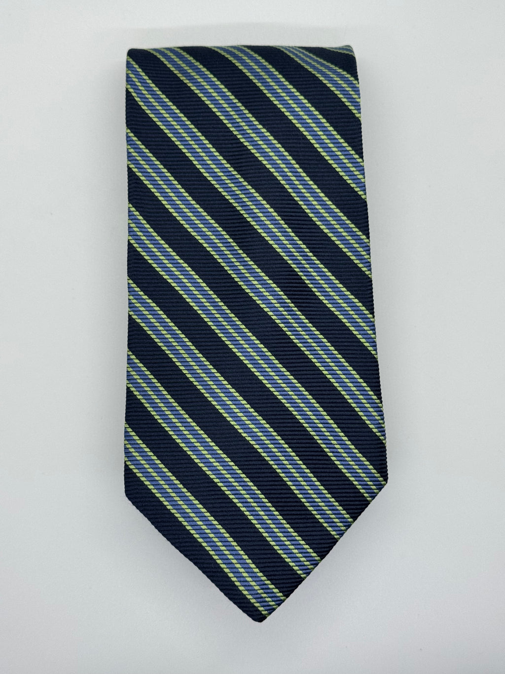 Brooks Brothers Makers Navy & Green Regimental Stripe Tie – Hand Finished Silk