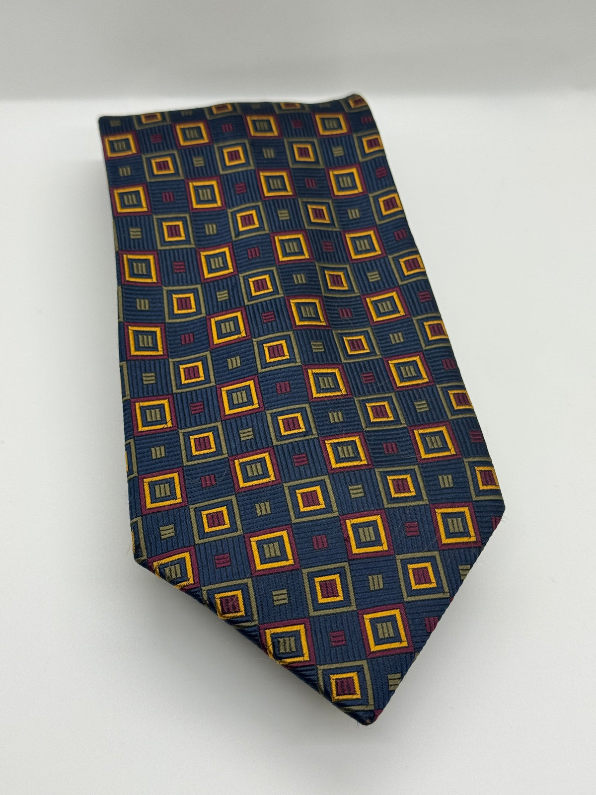 Stafford Navy Blue & Burgundy Geometric Tie