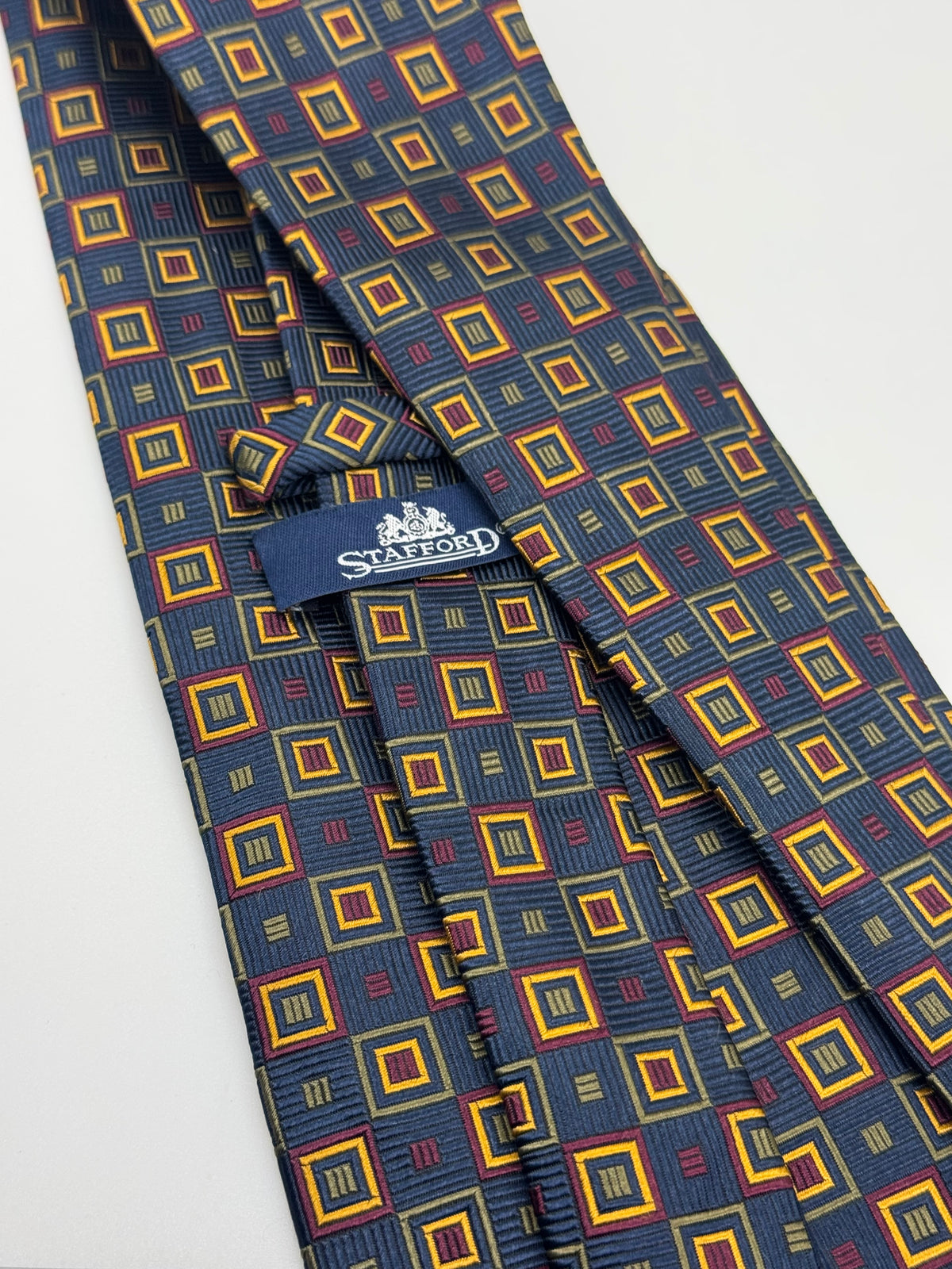 Stafford Navy Blue & Burgundy Geometric Tie