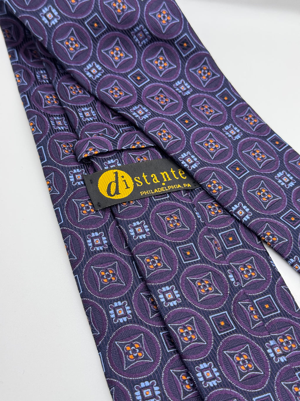 Vintage Distante Purple Medallion Silk Tie