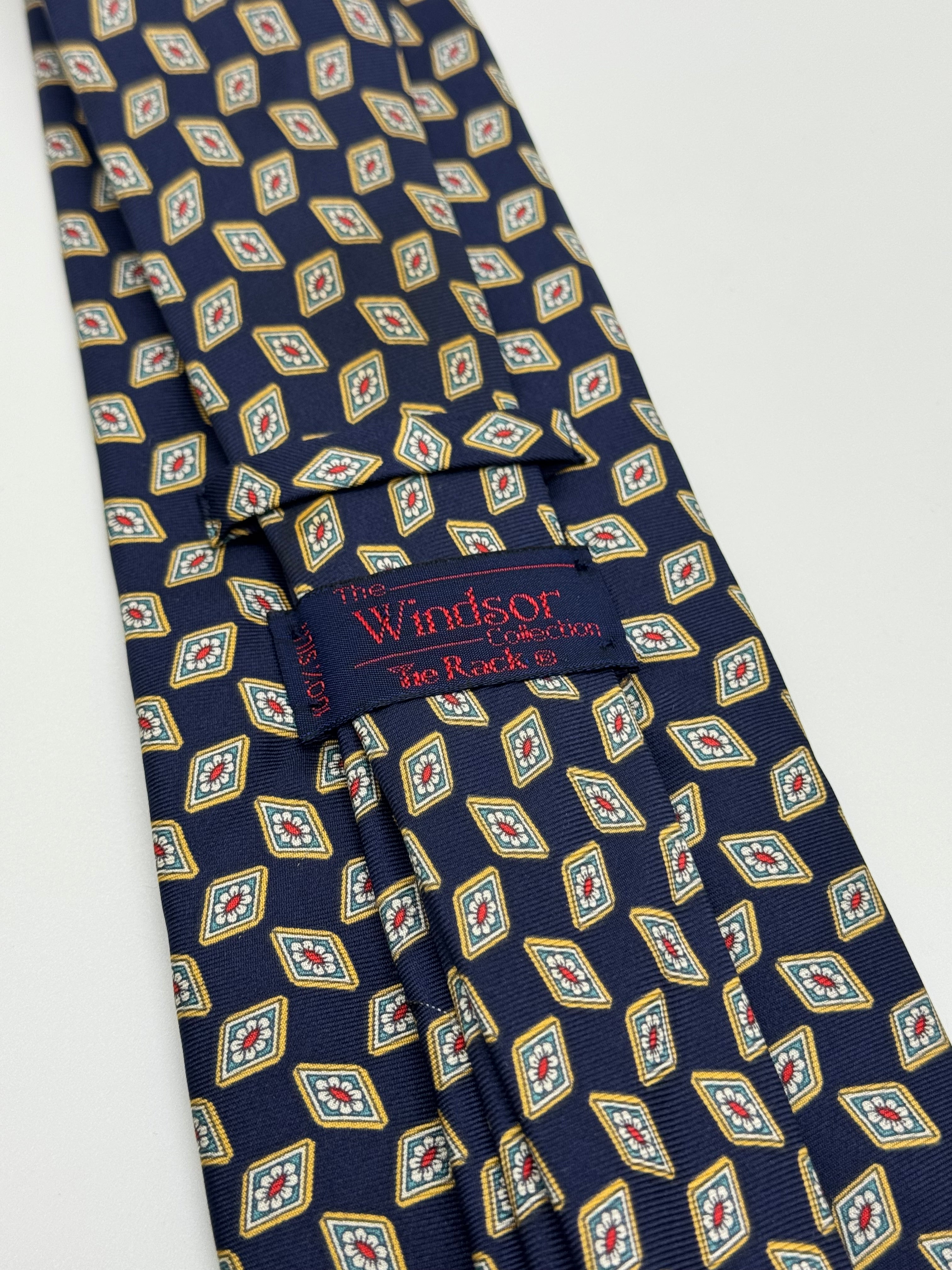 Windsor Collection Navy Diamond Medallion Tie