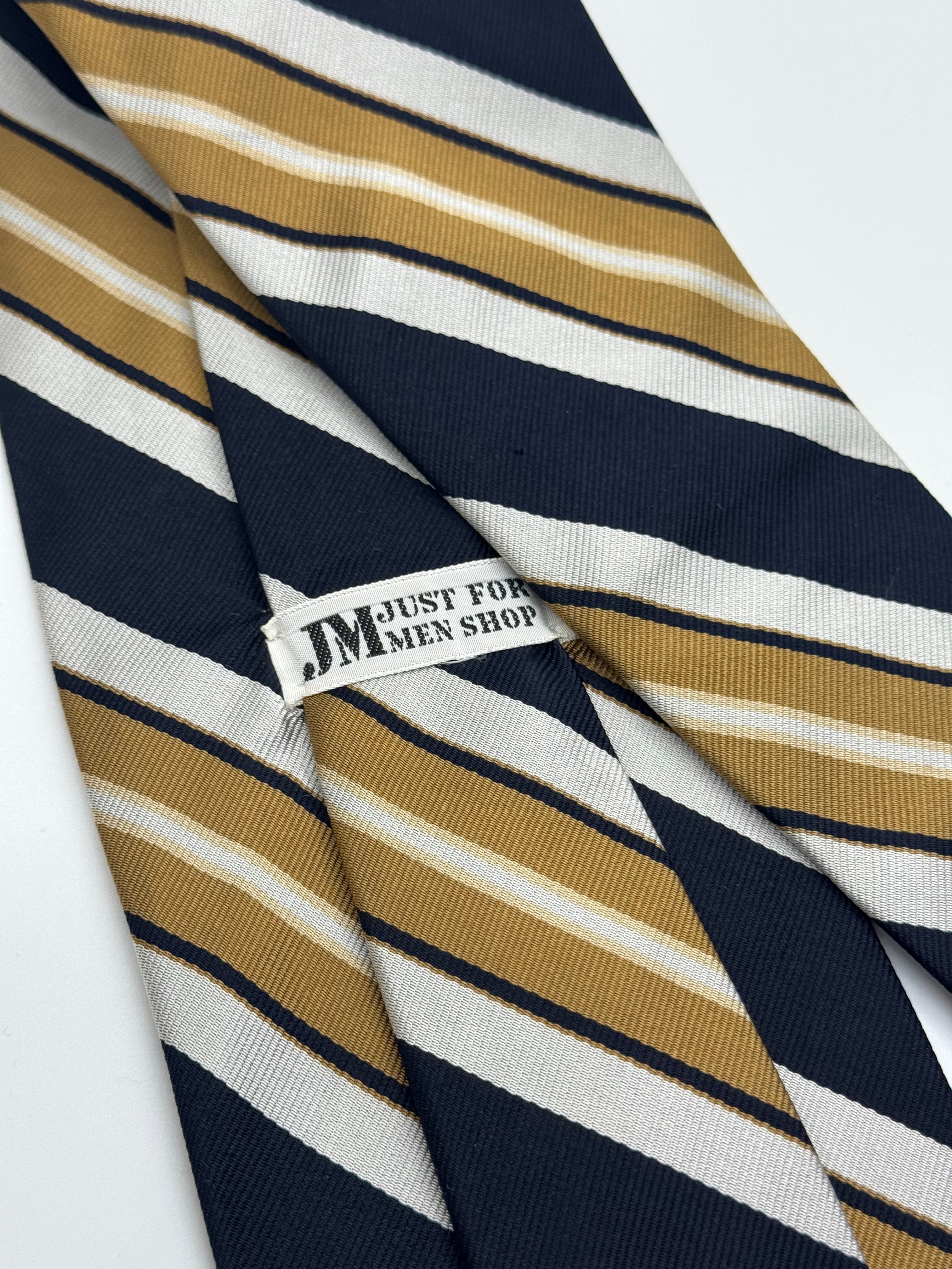 JM Navy & Gold Repp Stripe Tie