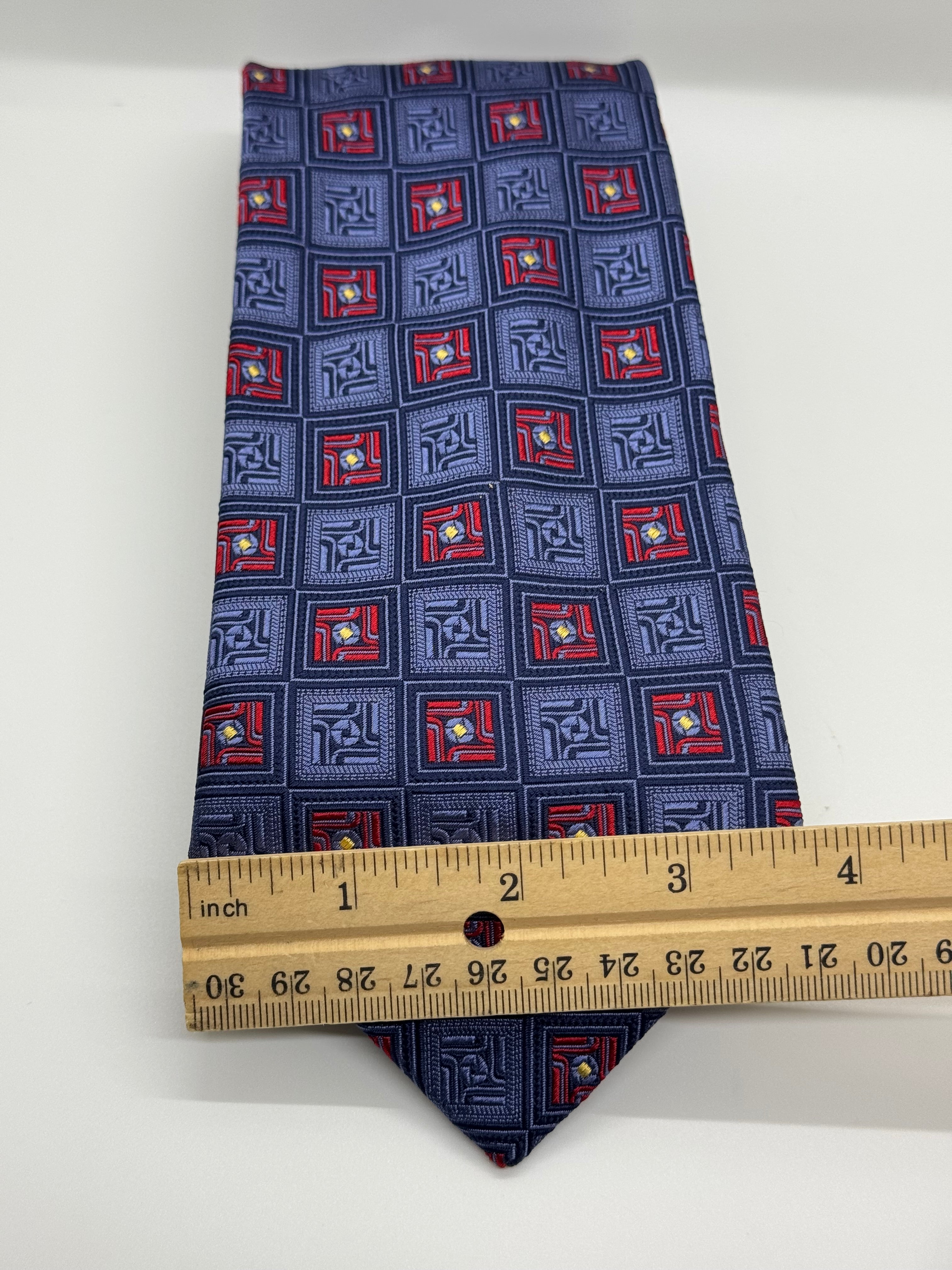 John W. Nordstrom Vintage Blue Geometric Silk Tie