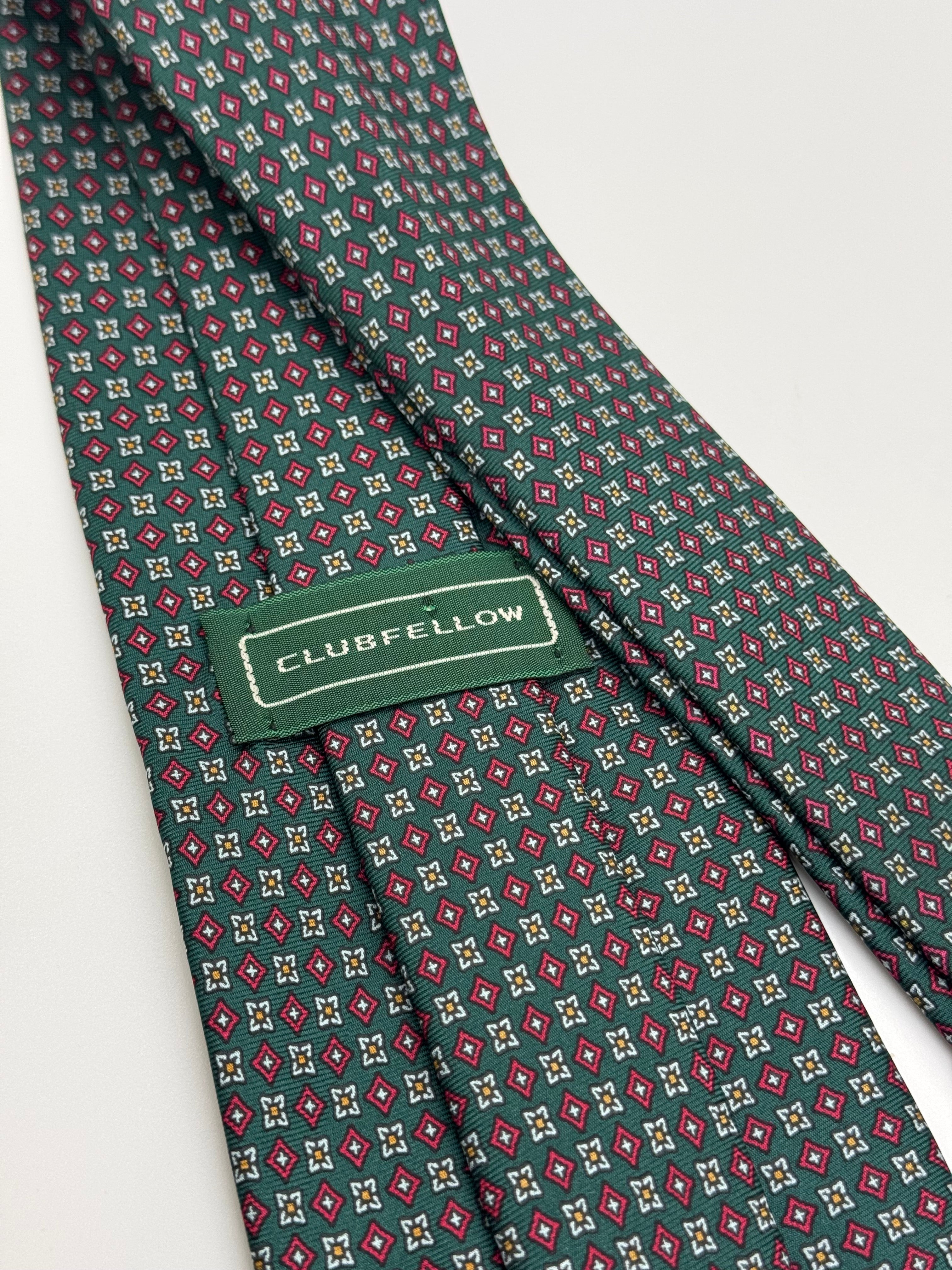 Club Fellow Vintage Green Geometric Silk Tie