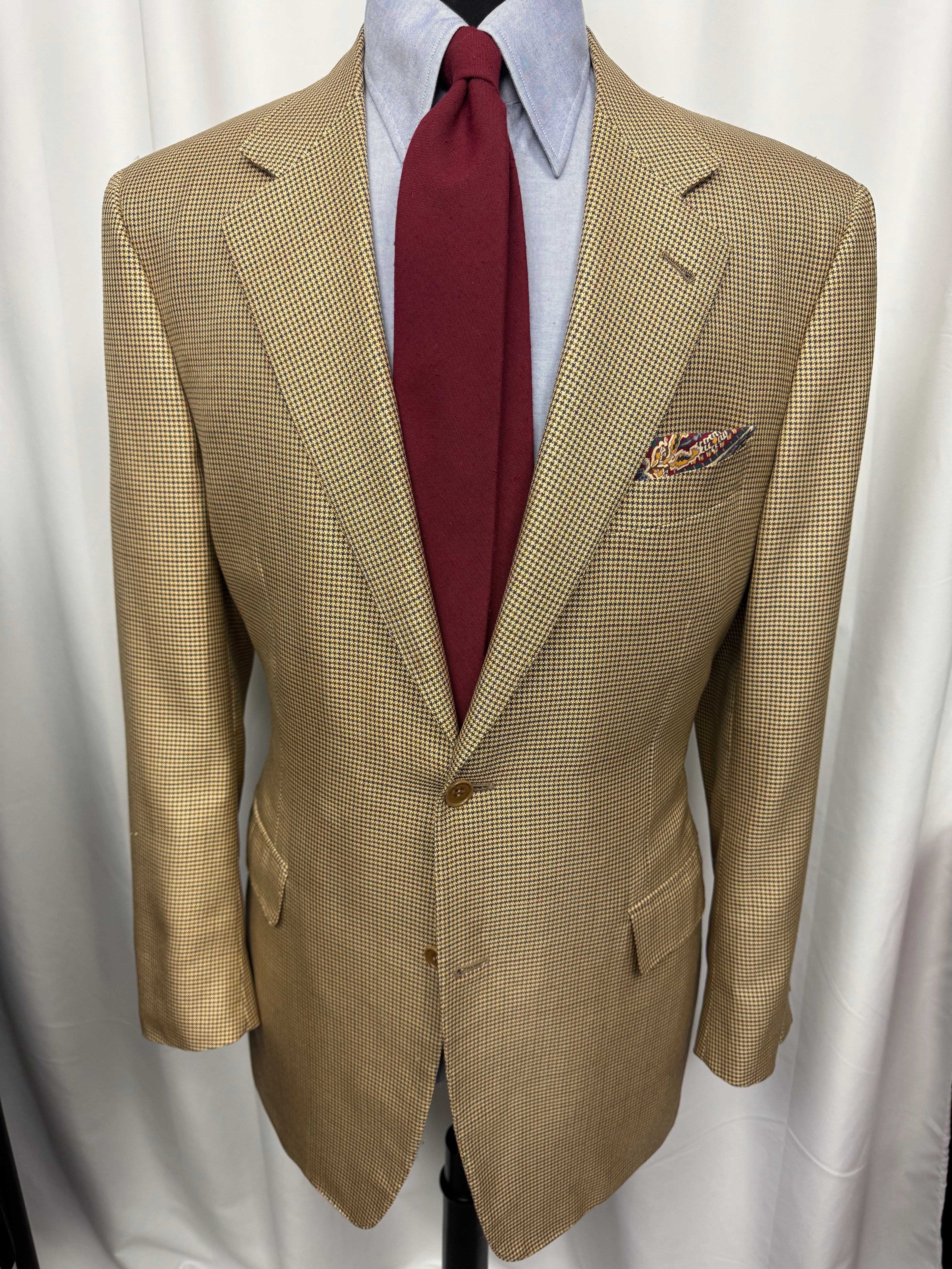Canali Proposta Italian Houndstooth Sport Coat – 44R – Tan/Brown – Made in Italy